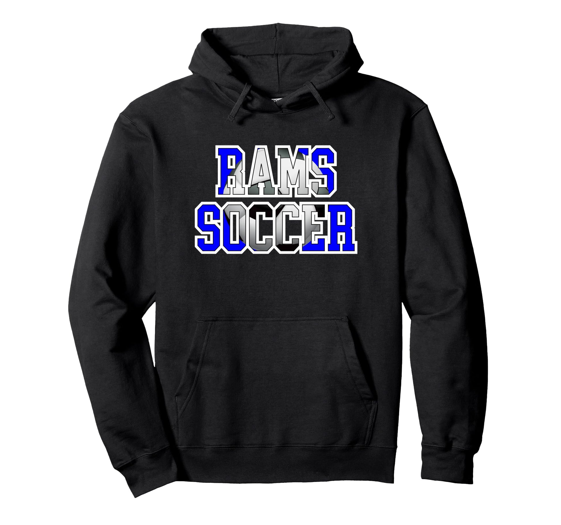 Rams Soccer Mom Game Day Mascot Blue Hoodie - Trendy Graphic for Adults - T-Shirt, Sweatshirt, Hoodie