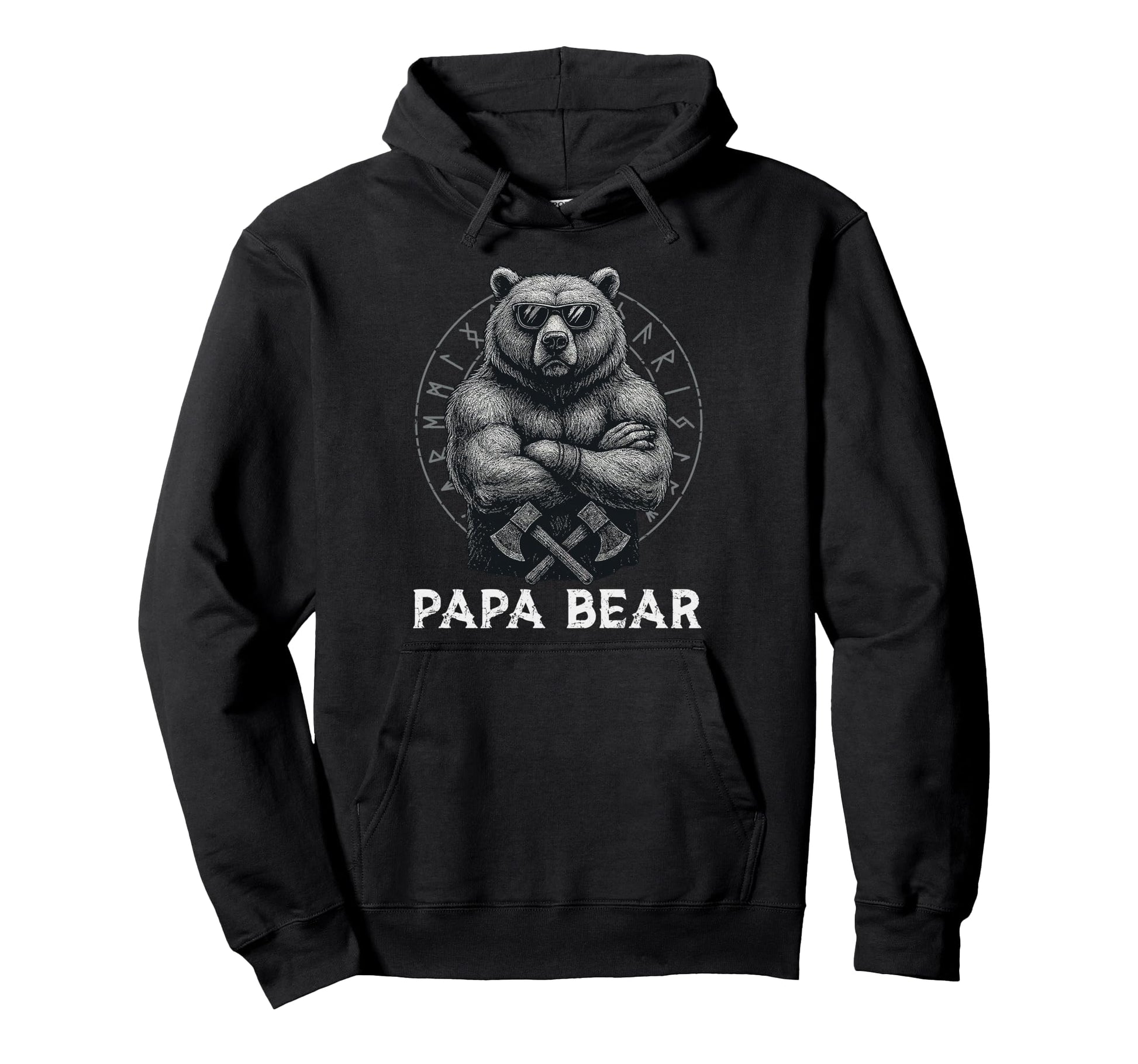 Papa Bear Viking Bear Warrior Odin Hoodie - Novelty Apparel for Adults - T-Shirt, Sweatshirt, Hoodie