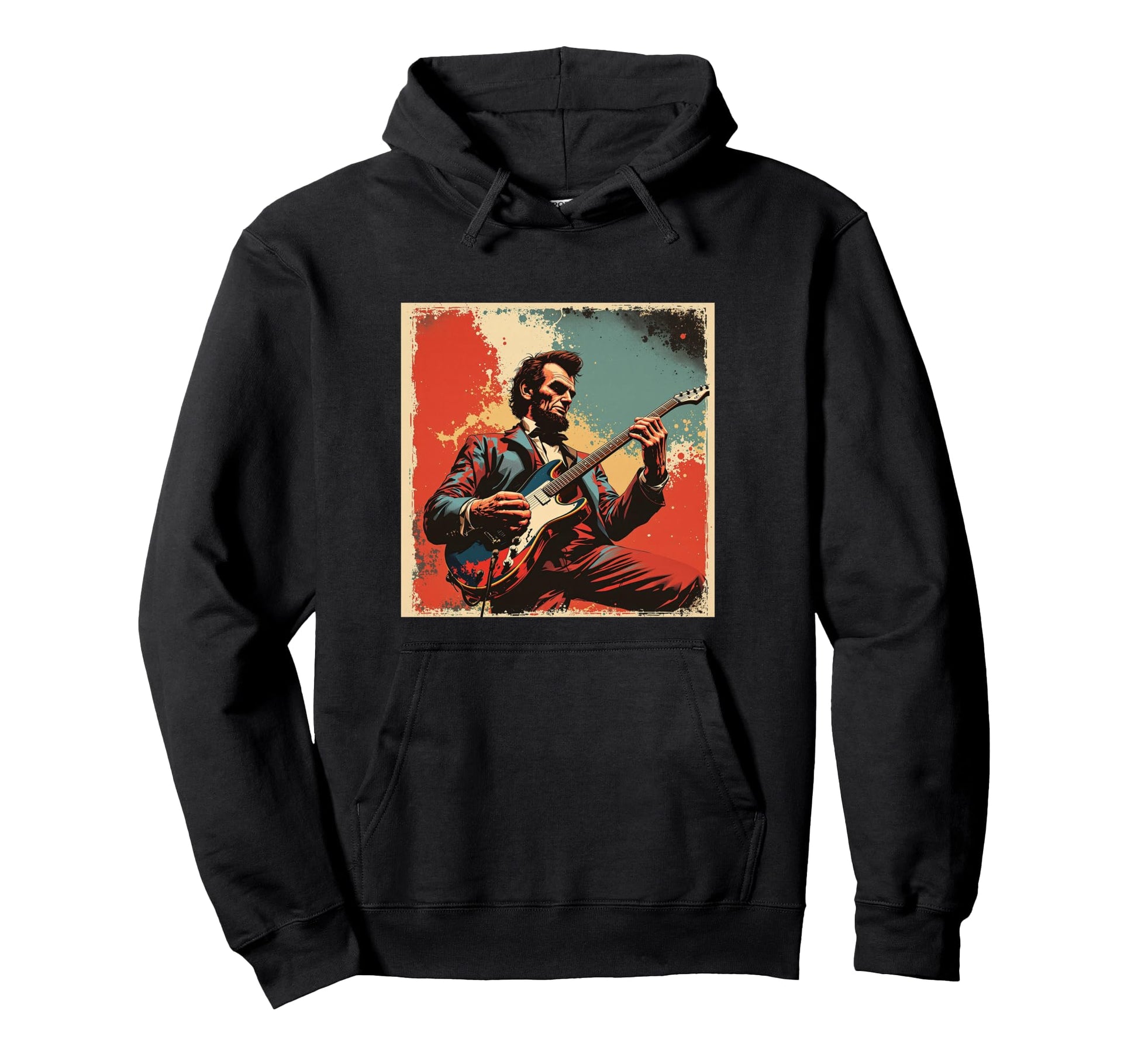 President Abraham Lincoln Playing Guitar Abe Hoodie - Graphic Print Unisex - T-Shirt, Sweatshirt, Hoodie