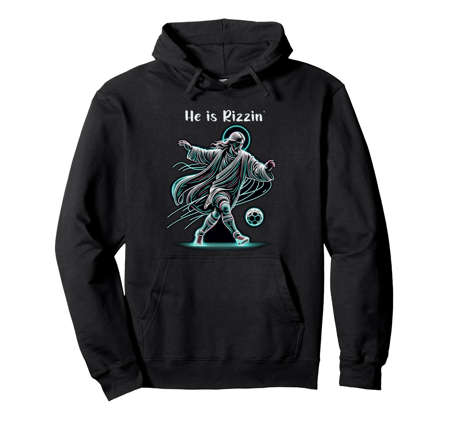 He Is Rizzin Soccer Lover Religious Hoodie - Unique Graphic Men Women - T-Shirt, Sweatshirt, Hoodie