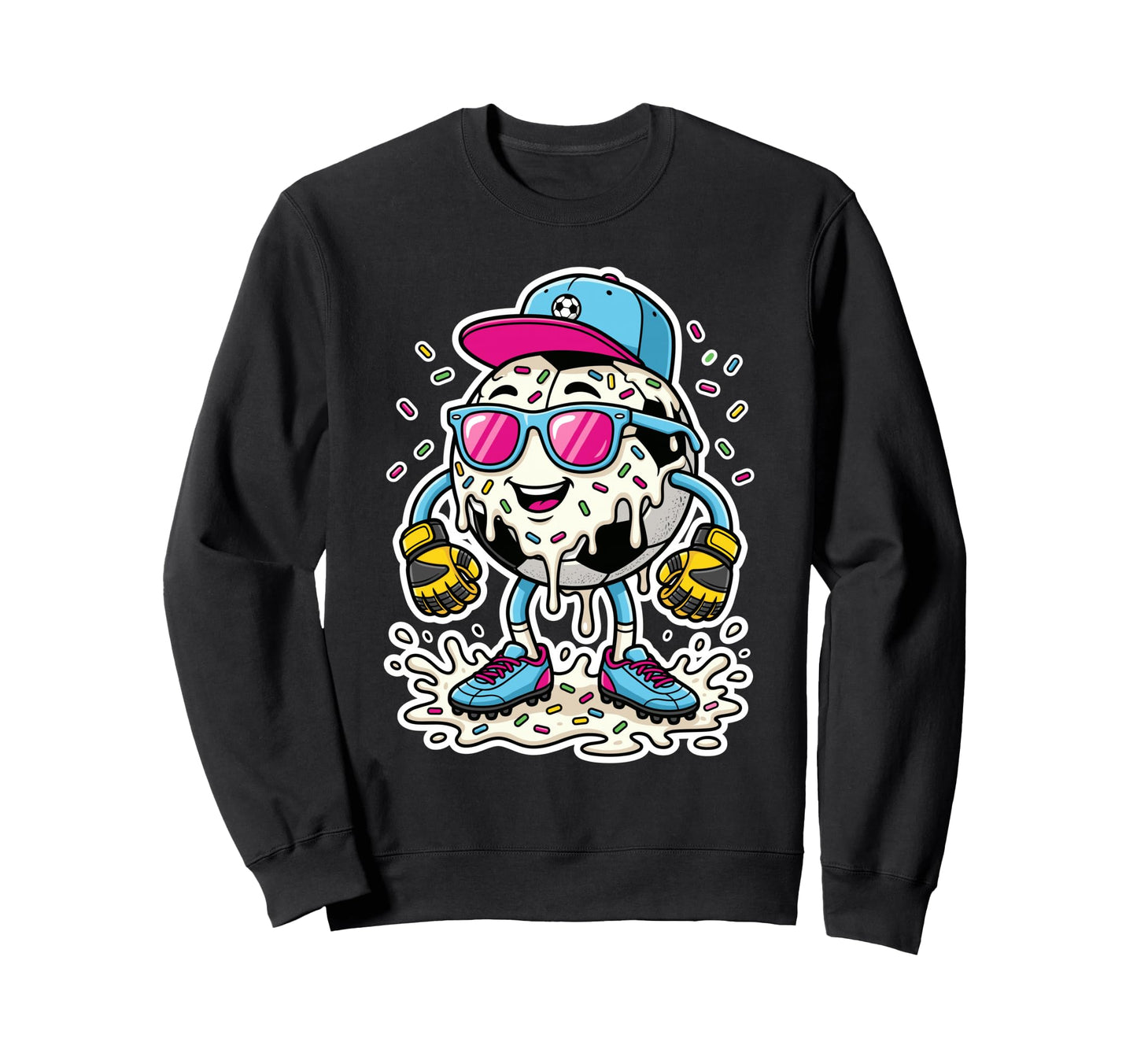 Soccer Ball Melting Ice Cream Drip Sweatshirt - Trendy Graphic for Adults - T-Shirt, Sweatshirt, Hoodie