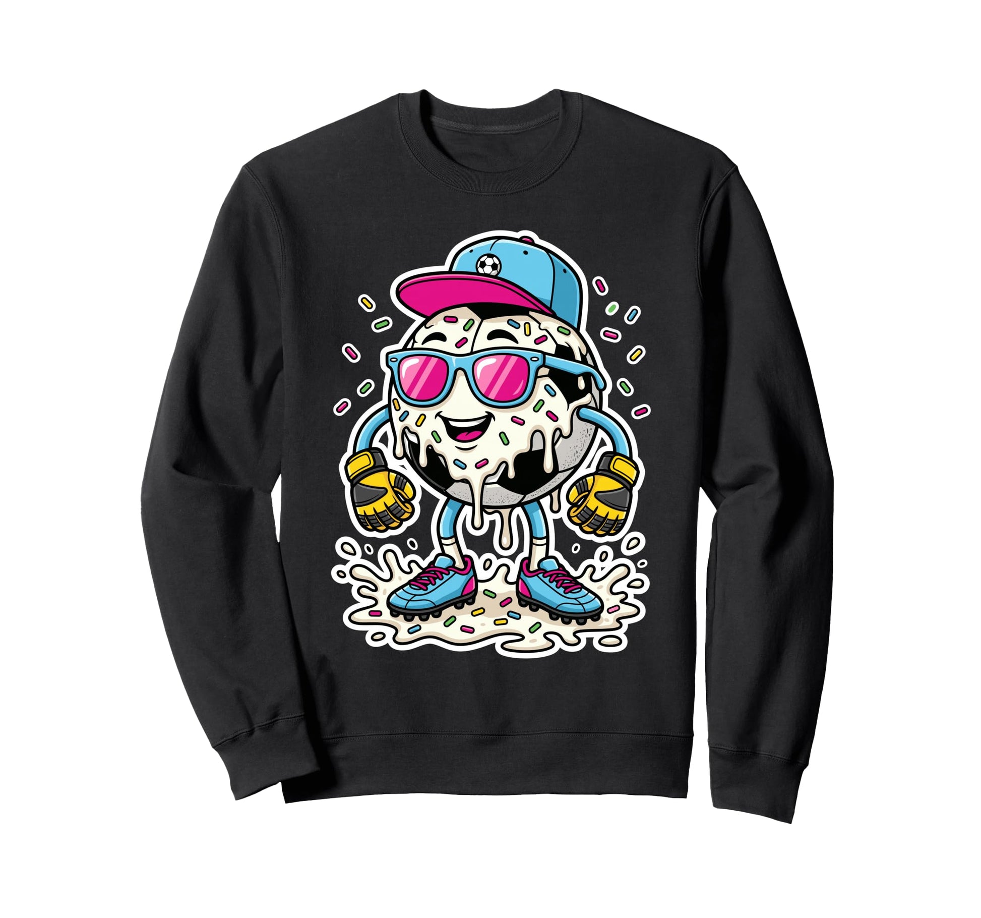 Soccer Ball Melting Ice Cream Drip Sweatshirt - Trendy Graphic for Adults - T-Shirt, Sweatshirt, Hoodie