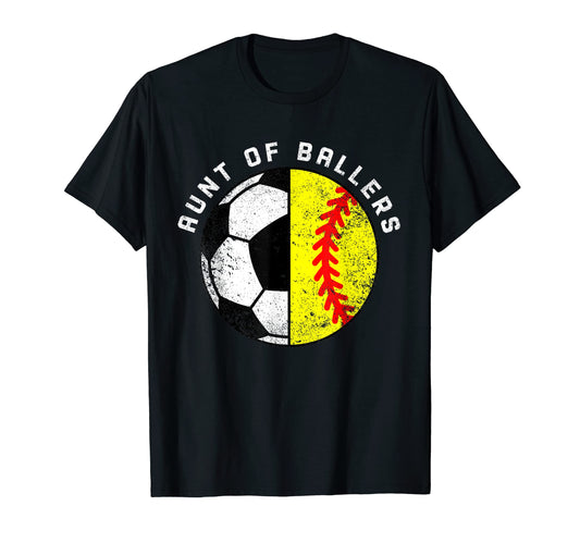 Aunt Ballers Funny Soccer Softball T-Shirt - Fun Novelty Design for Adults - T-Shirt, Sweatshirt, Hoodie