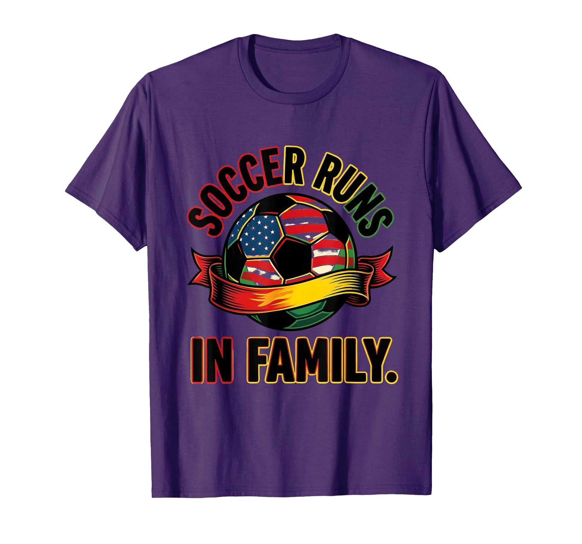 Soccer Runs Family American Flag T-Shirt - Unique Graphic for Adults - T-Shirt, Sweatshirt, Hoodie