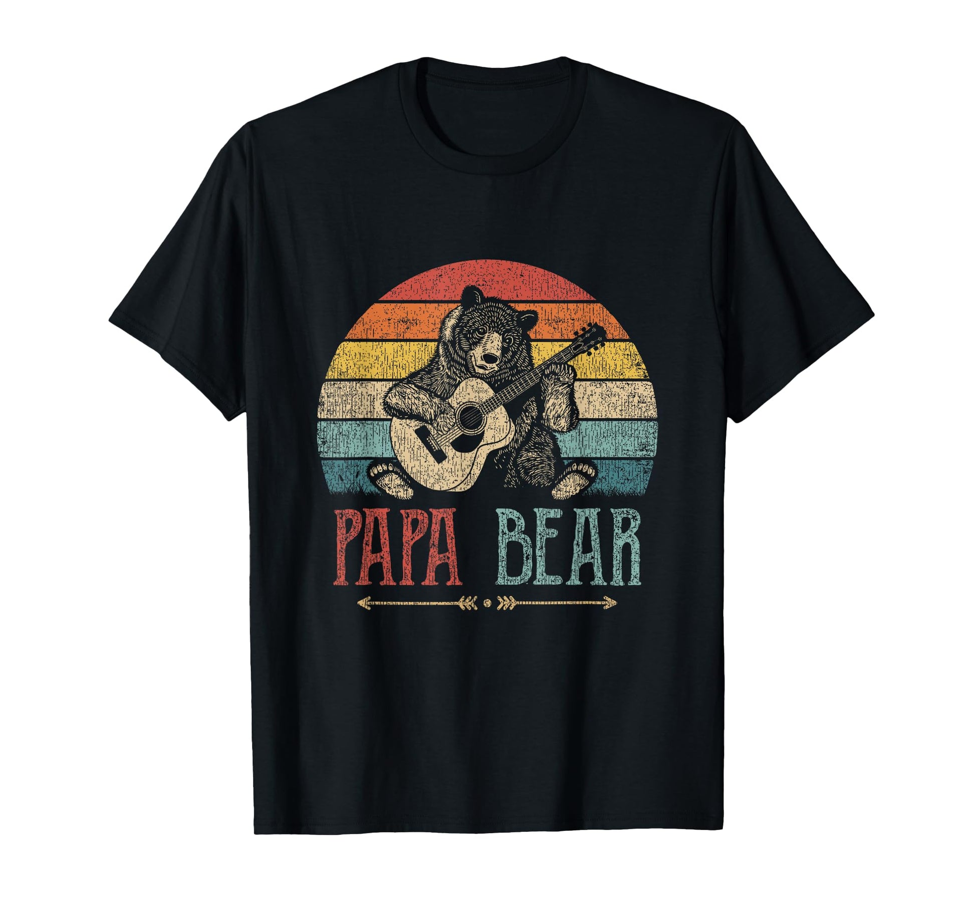 Papa Bear Fathers Day Dad Guitar T-Shirt - Minimalist Print Unisex - T-Shirt, Sweatshirt, Hoodie