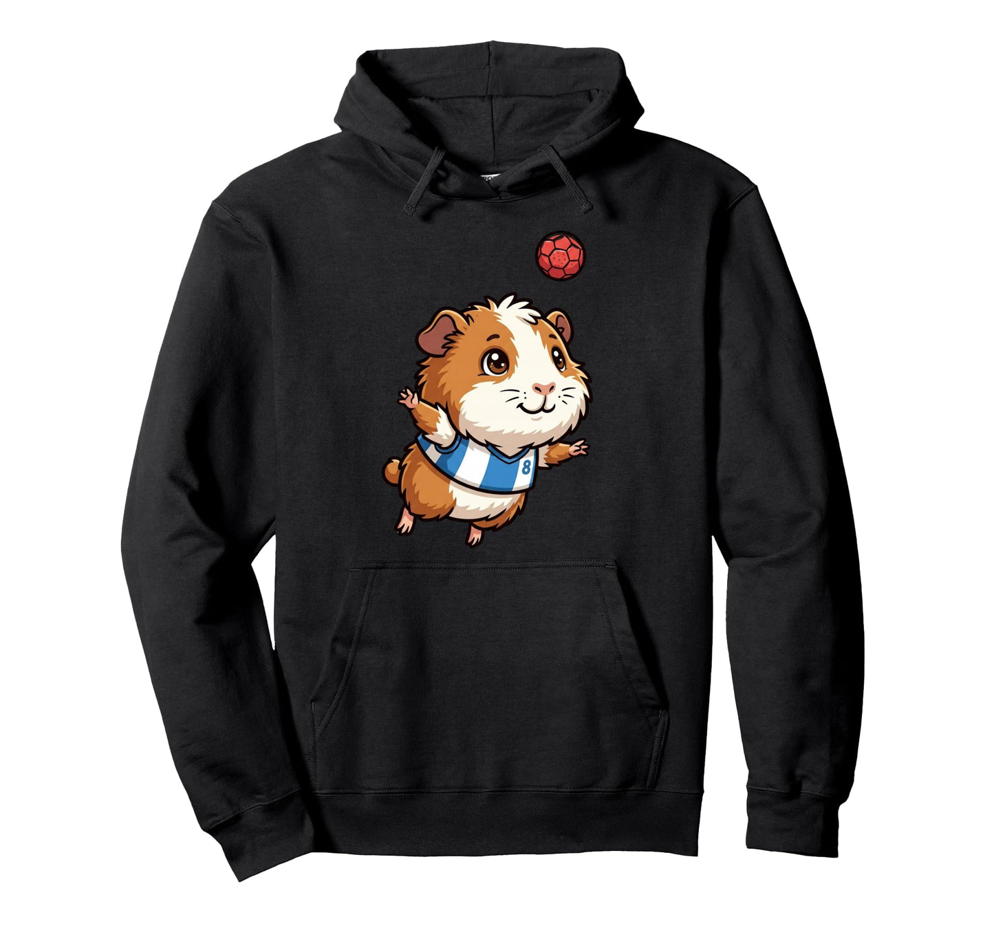 Kawaii Guinea Pig Soccer Number 8 Hoodie - Minimalist Print Men Women - T-Shirt, Sweatshirt, Hoodie