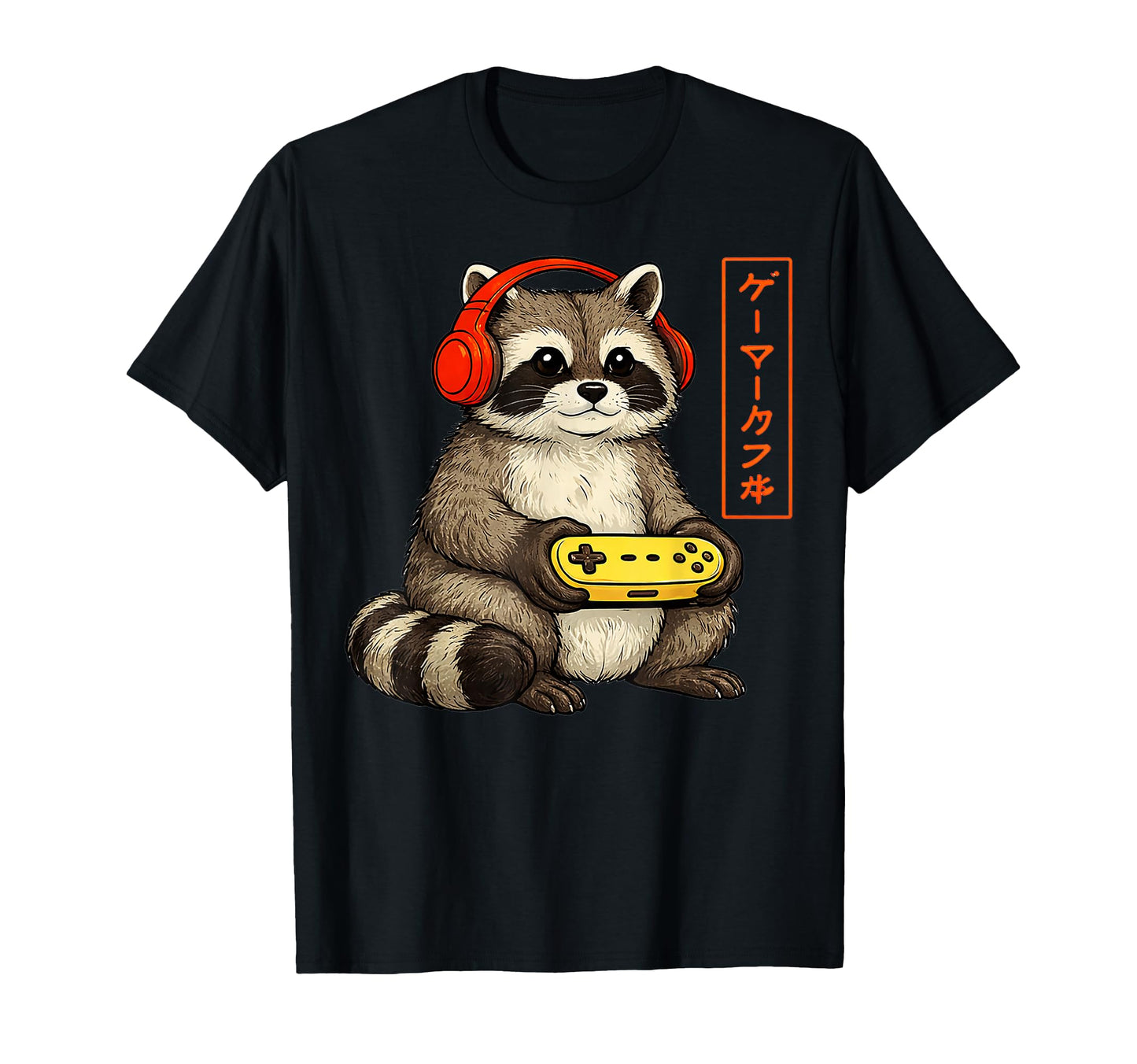 Japanese Gamer Raccoon Funny Gaming T-Shirt - Aesthetic Graphic Men Women - T-Shirt, Sweatshirt, Hoodie