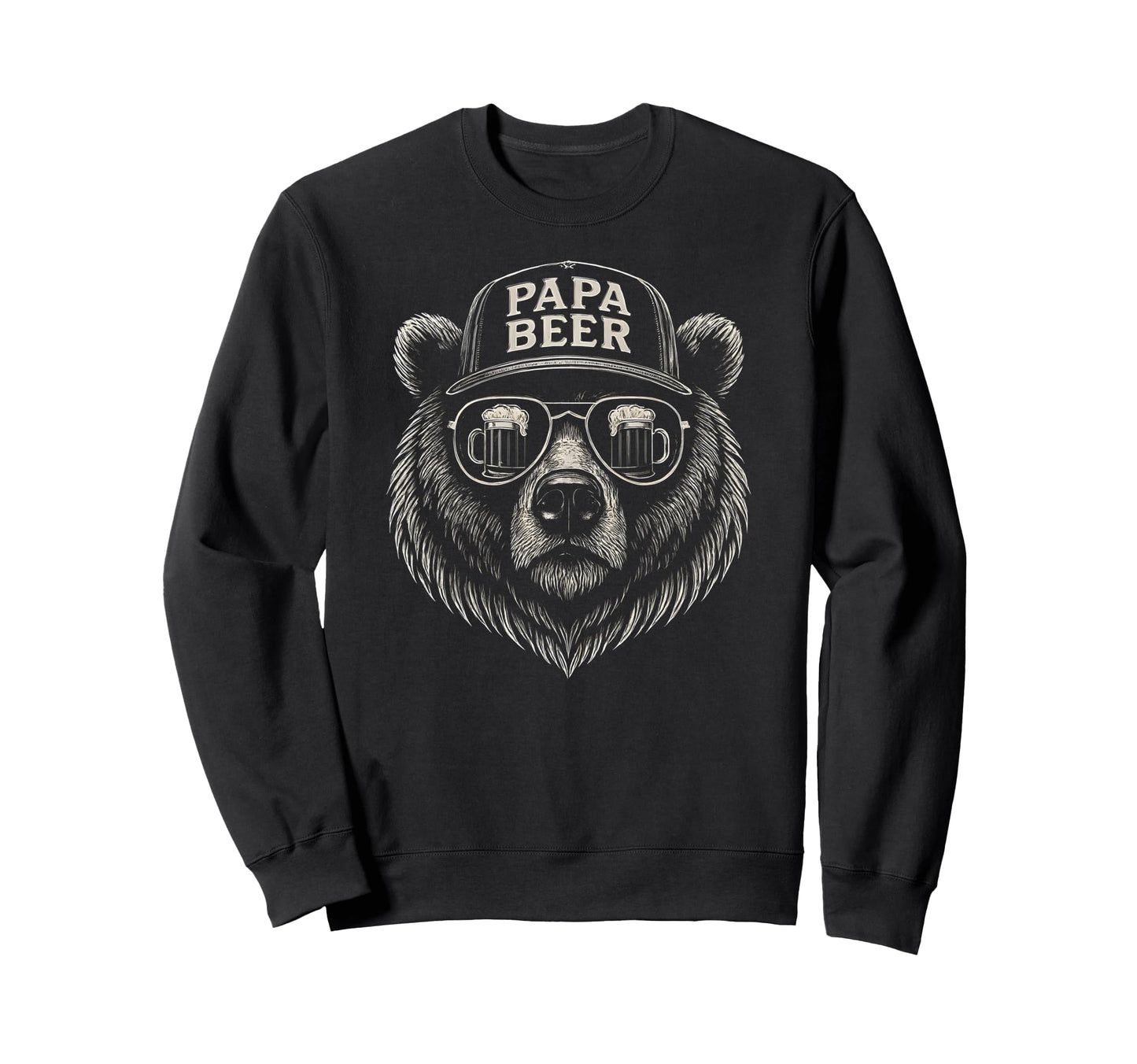 Papa Beer Funny Dad Bear Drinking Sweatshirt - Minimalist Print for Adults - T-Shirt, Sweatshirt, Hoodie