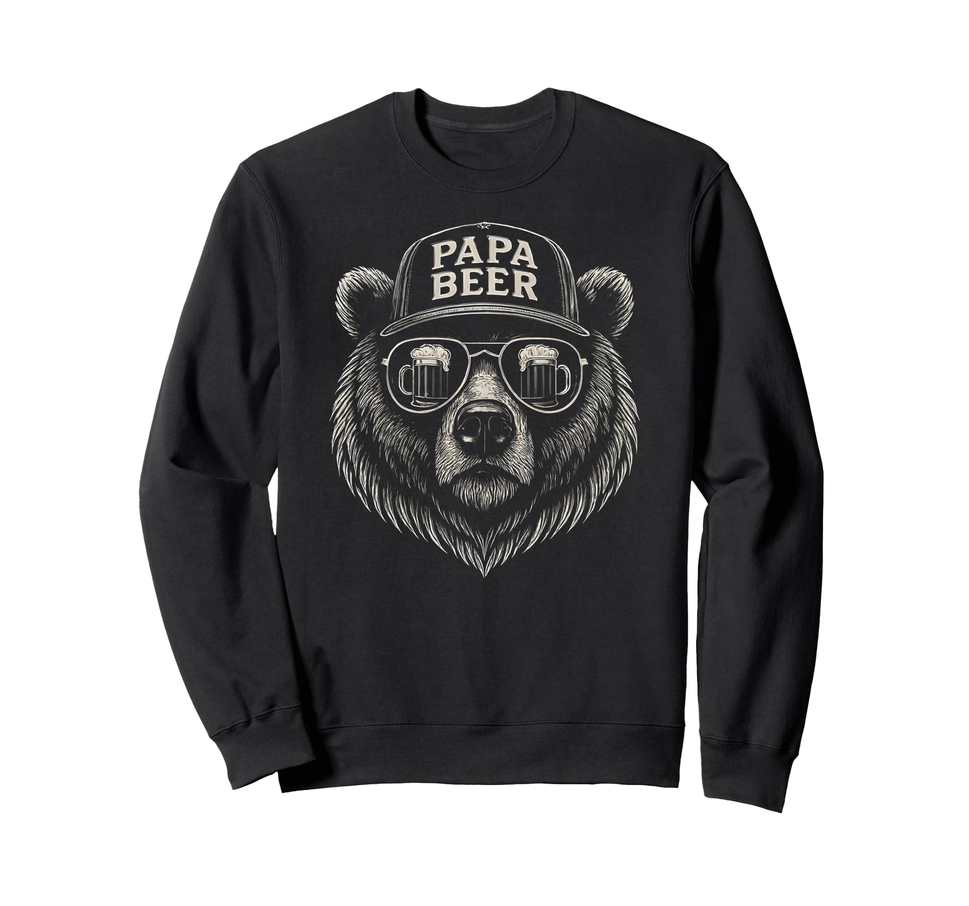 Papa Beer Funny Dad Bear Drinking Sweatshirt - Minimalist Print for Adults - T-Shirt, Sweatshirt, Hoodie