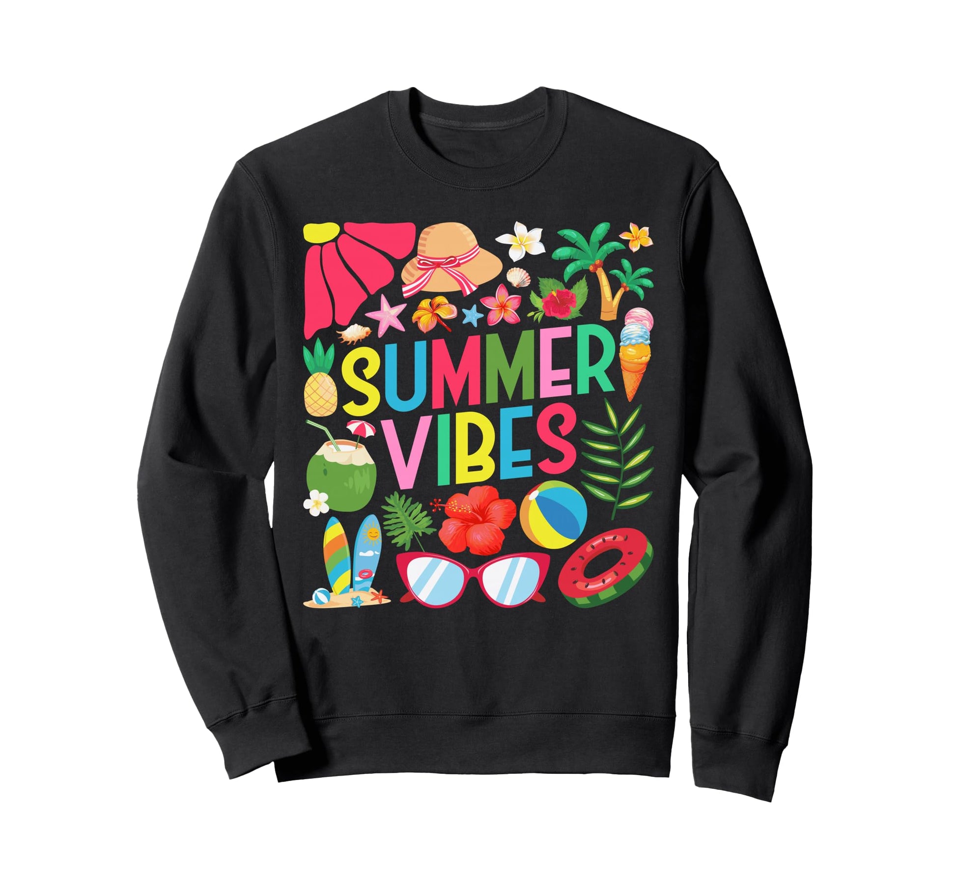 Summer Vibes Boho Flowers Beach Sweatshirt - Fun Novelty Design Men Women - T-Shirt, Sweatshirt, Hoodie
