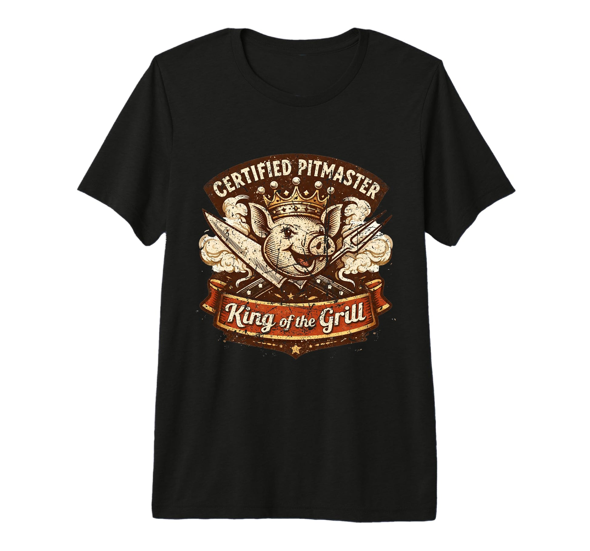 Certified Pitmaster Bbq Dad King T-Shirt - Fun Novelty Design Men Women - T-Shirt, Sweatshirt, Hoodie