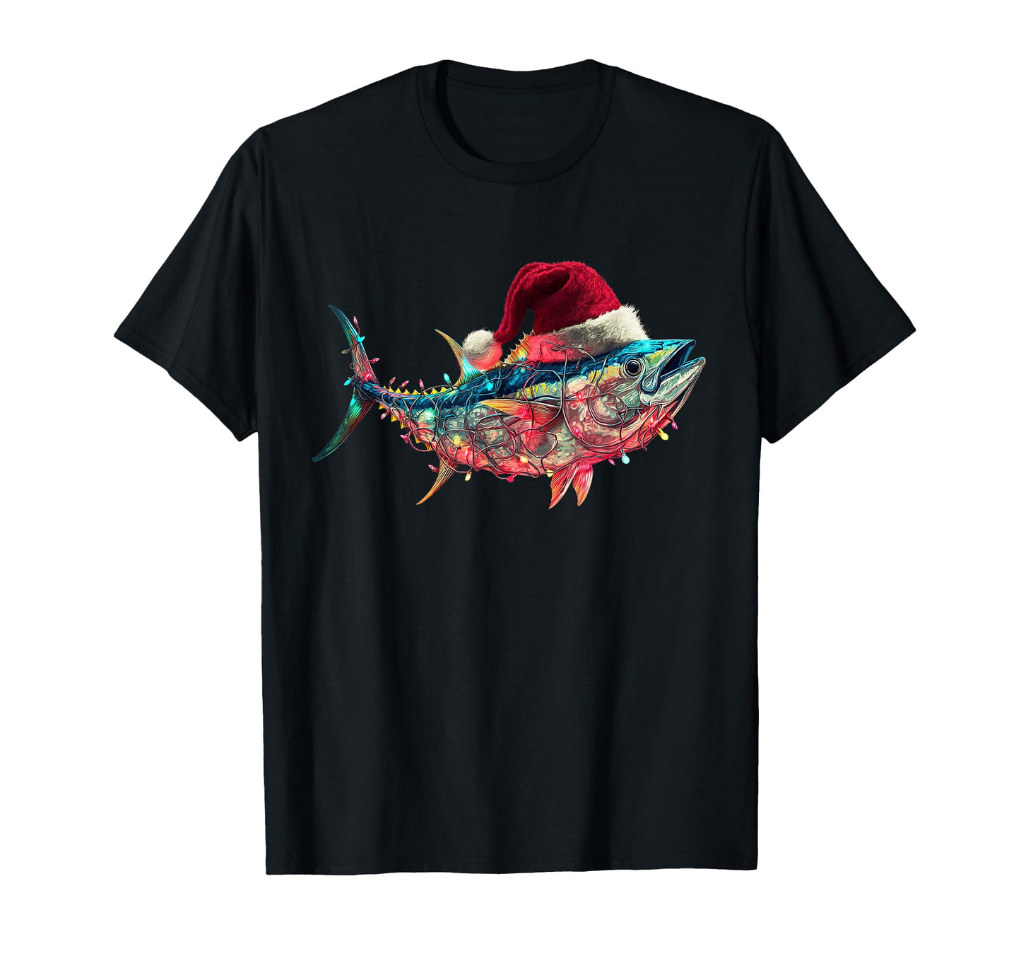 Tuna Fish Funny Fishing Santa Hat T-Shirt - Minimalist Print for Adults - T-Shirt, Sweatshirt, Hoodie
