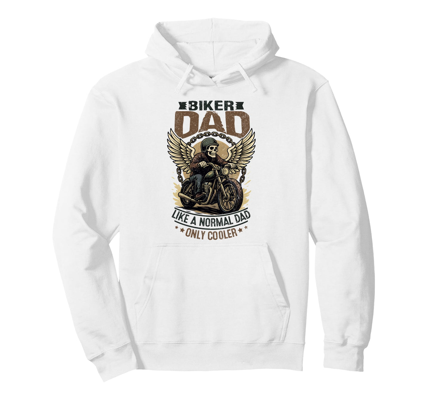 Biker Dad Skeleton Riding Motorcycle Hoodie - Fun Novelty Design Unisex - T-Shirt, Sweatshirt, Hoodie