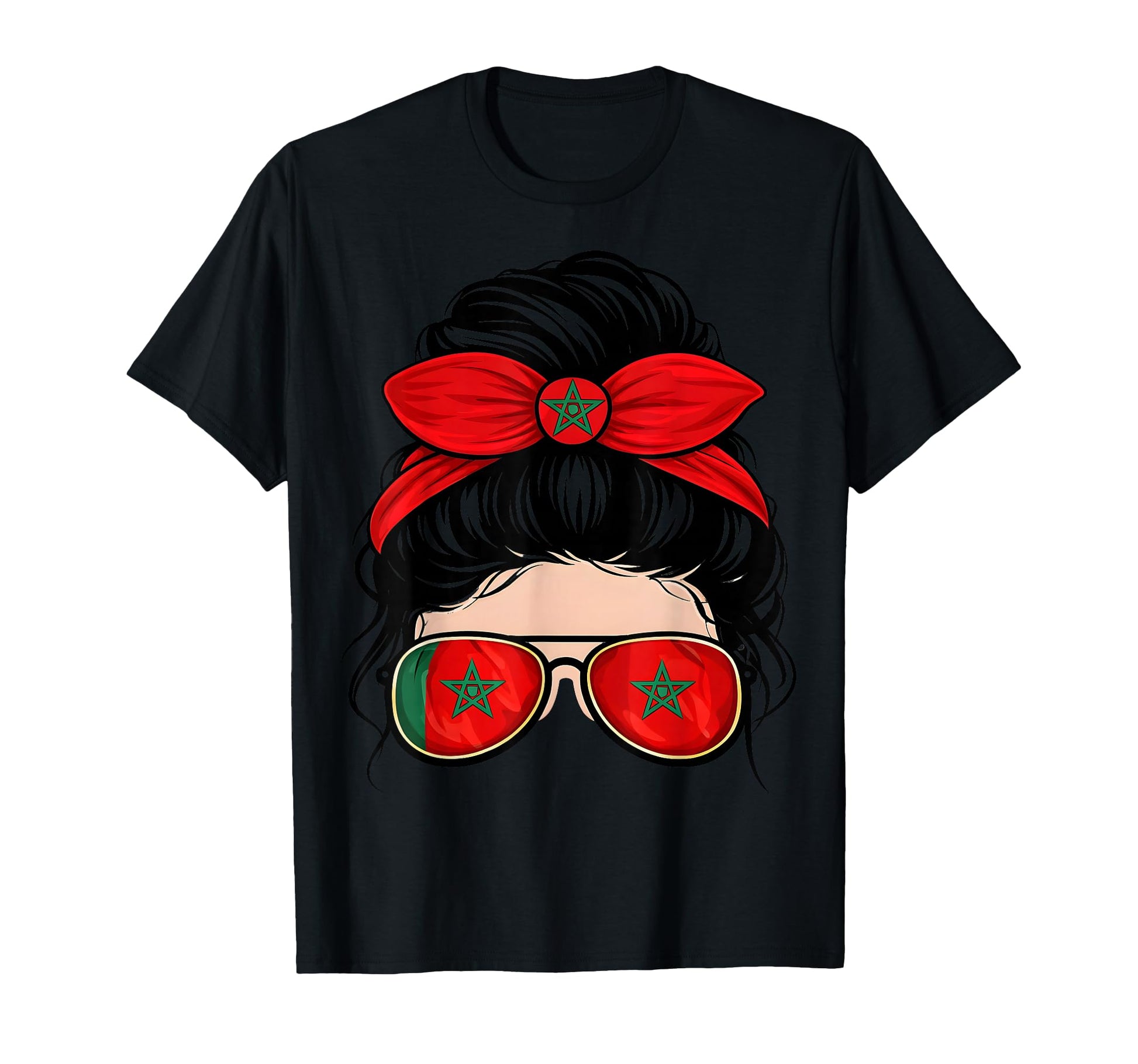 Moroccan Flag Sunglasses Soccer Fan T-Shirt - Aesthetic Graphic for Adults - T-Shirt, Sweatshirt, Hoodie