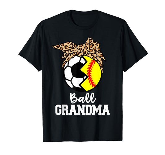 Ball Grandma Soccer Softball Leopard T-Shirt - Unique Graphic for Adults - T-Shirt, Sweatshirt, Hoodie