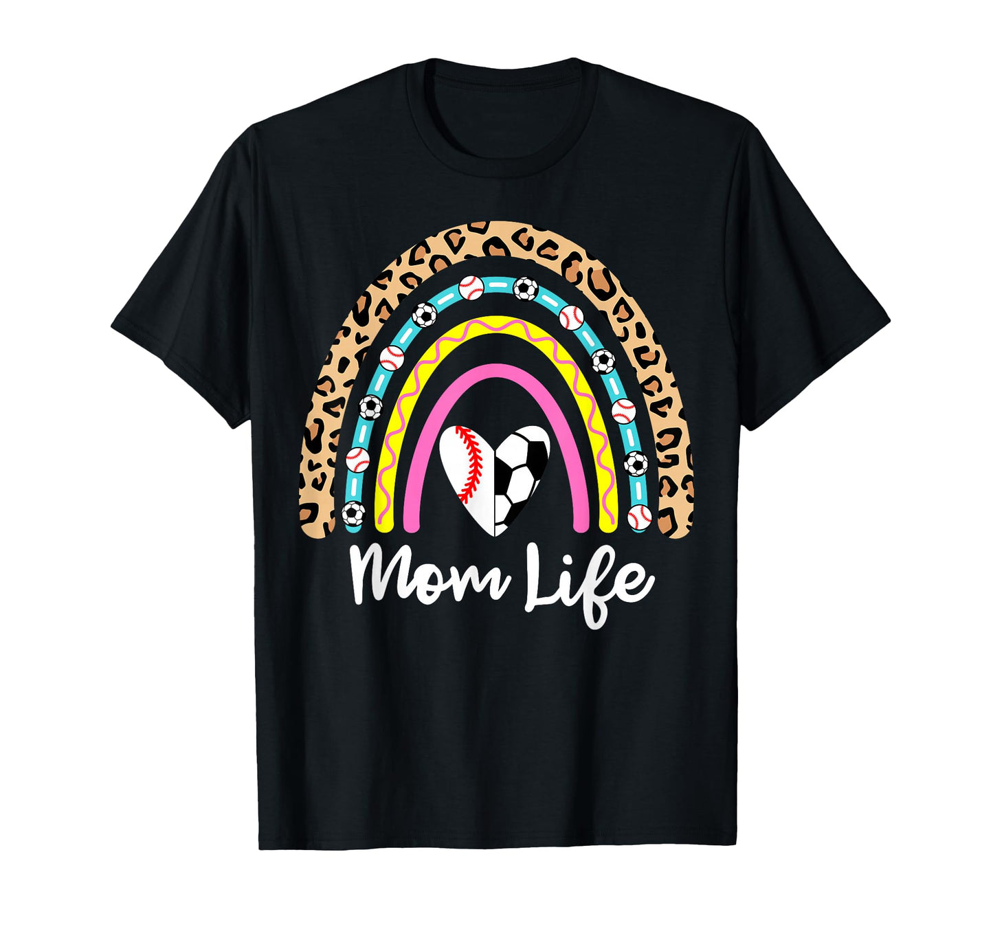 Soccer Baseball Mom Boho Rainbow T-Shirt - Casual Everyday Wear Unisex - T-Shirt, Sweatshirt, Hoodie