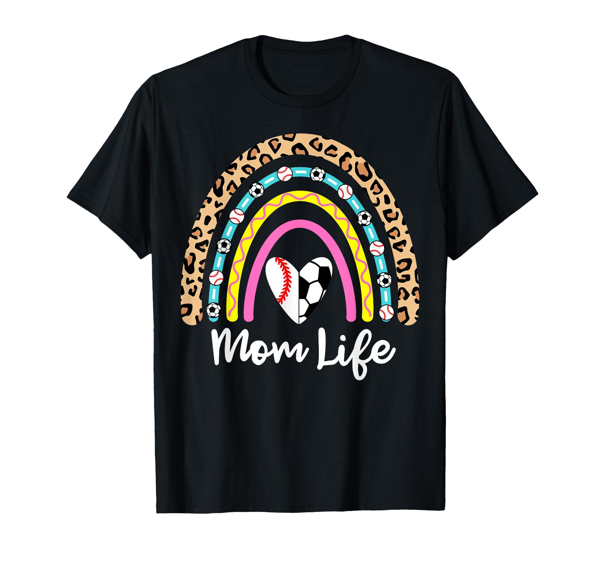 Soccer Baseball Mom Boho Rainbow T-Shirt - Casual Everyday Wear Unisex - T-Shirt, Sweatshirt, Hoodie