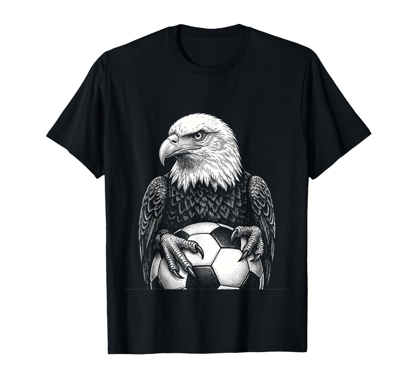 Black White Soccer Fan Bald Eagle T-Shirt - Casual Everyday Wear Unisex - T-Shirt, Sweatshirt, Hoodie
