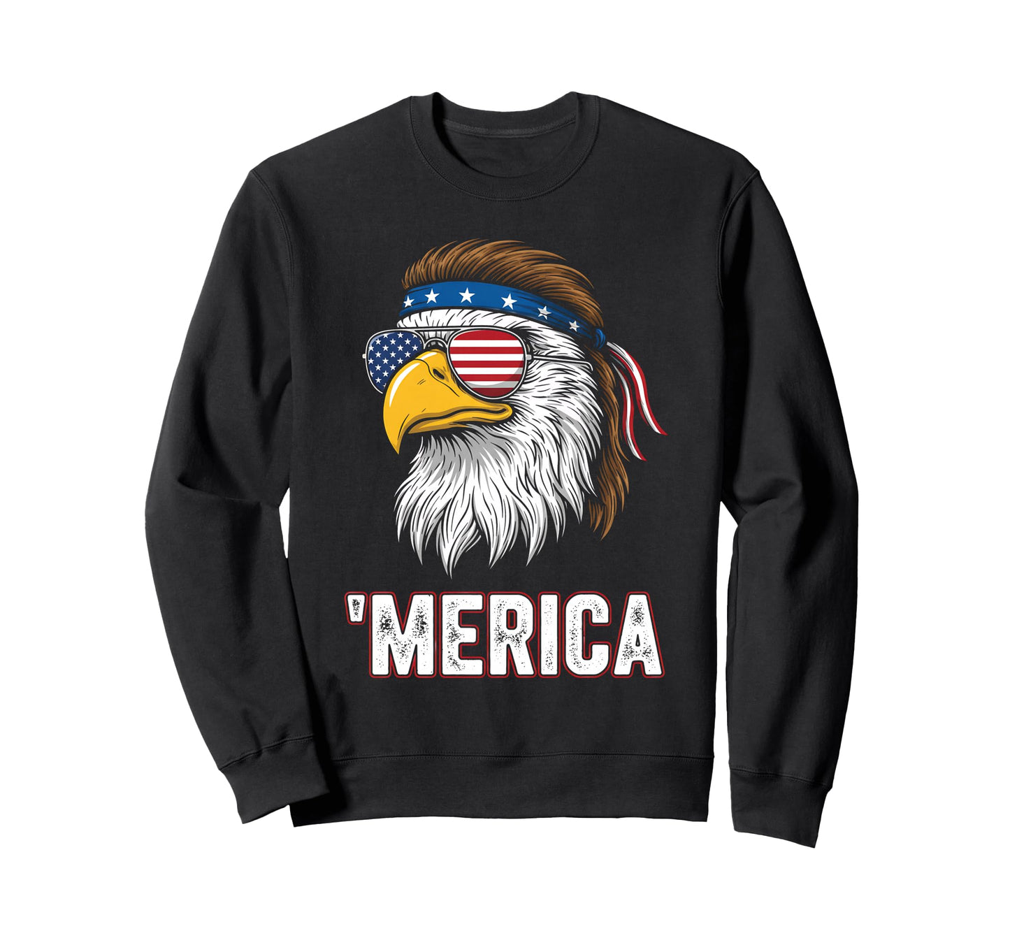 Merica American Usa Flag Patriotic 4Th Sweatshirt - Graphic Print Unisex - T-Shirt, Sweatshirt, Hoodie