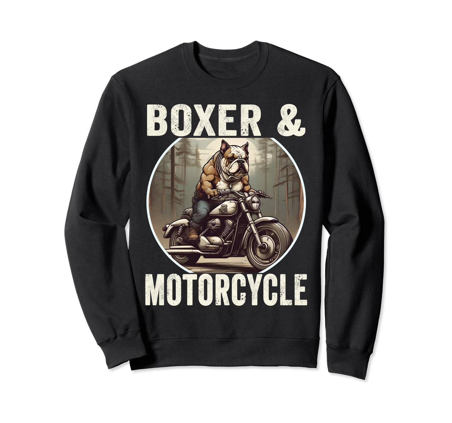 Boxer And Motorcycle Dog Lovers Sweatshirt - Aesthetic Graphic Unisex - T-Shirt, Sweatshirt, Hoodie