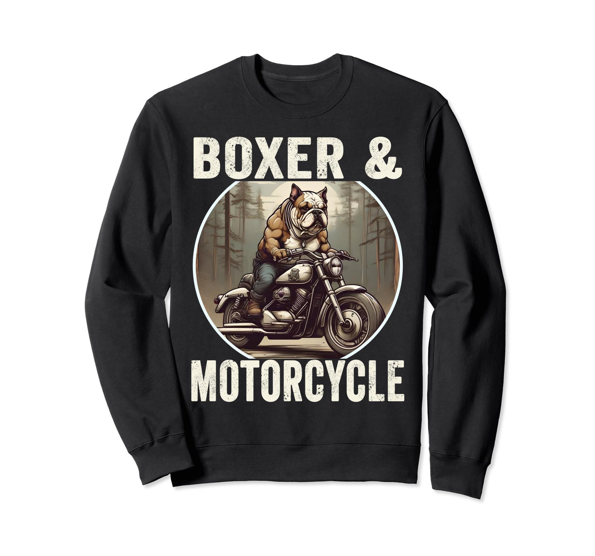 Boxer And Motorcycle Dog Lovers Sweatshirt - Aesthetic Graphic Unisex - T-Shirt, Sweatshirt, Hoodie