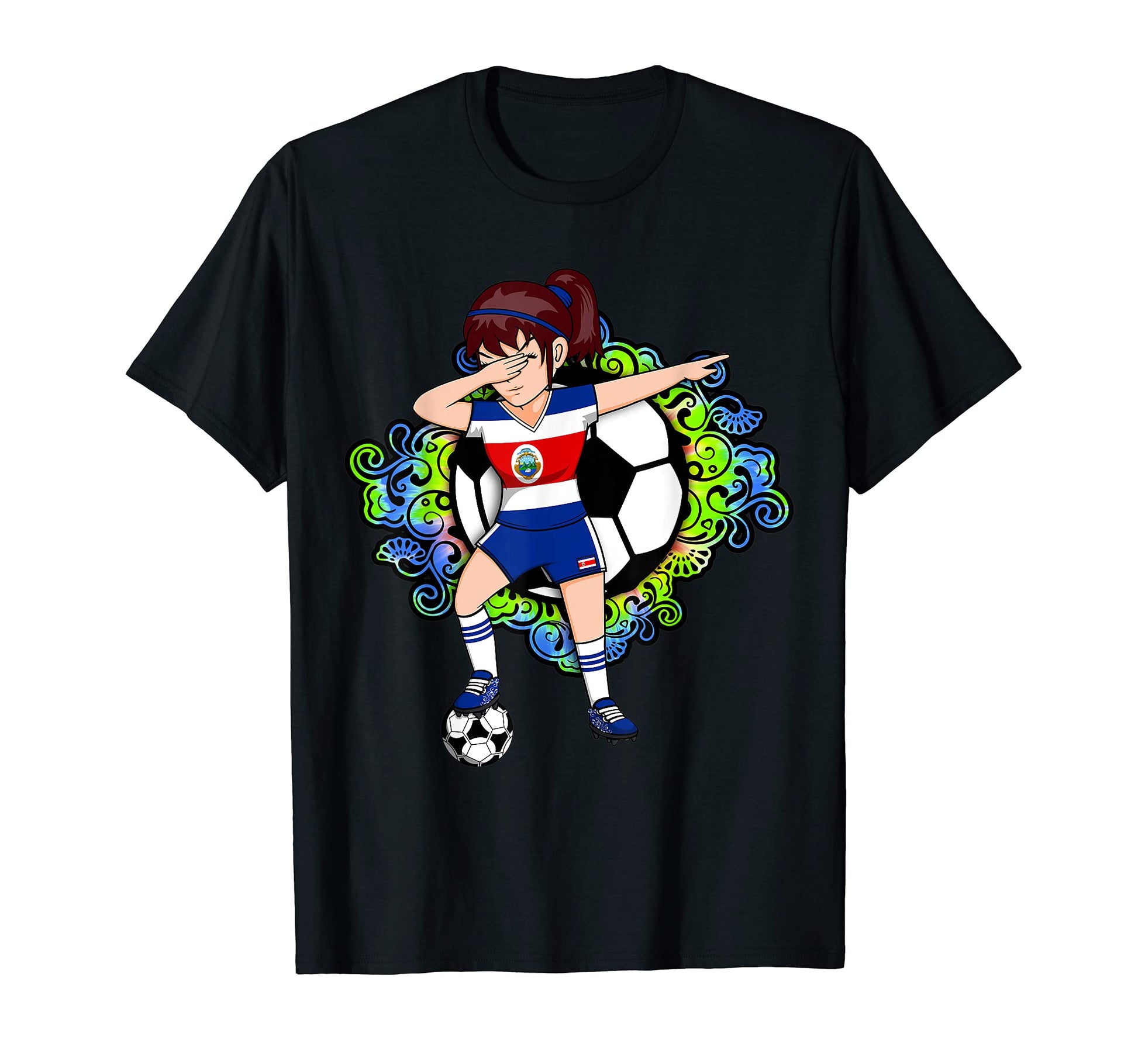 Dabbing Soccer Costa Rica Jersey Floral T-Shirt - Minimalist Print Unisex - T-Shirt, Sweatshirt, Hoodie