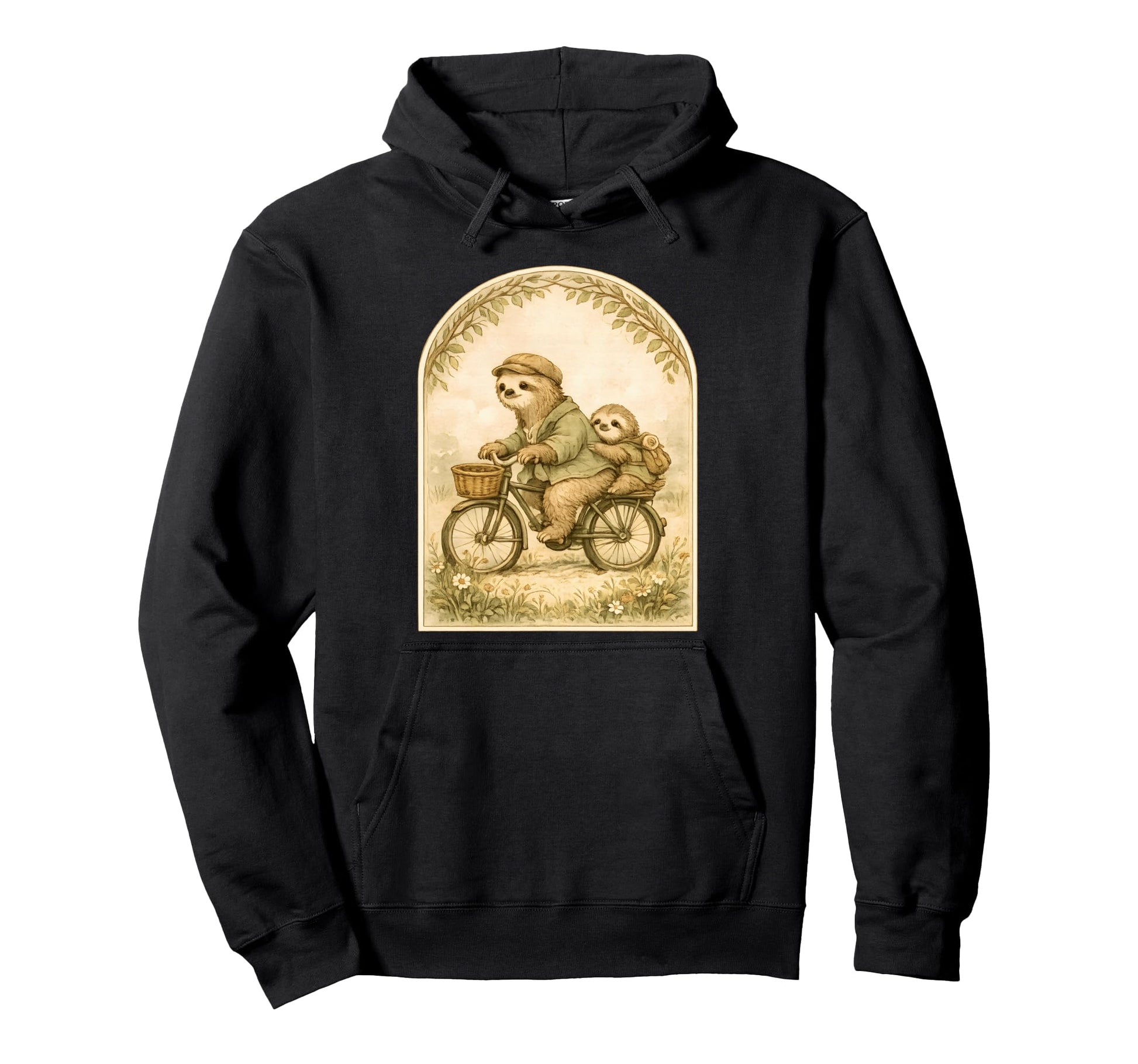 Sloths Father Son Pastoral Cycling Hoodie - Minimalist Print for Adults - T-Shirt, Sweatshirt, Hoodie
