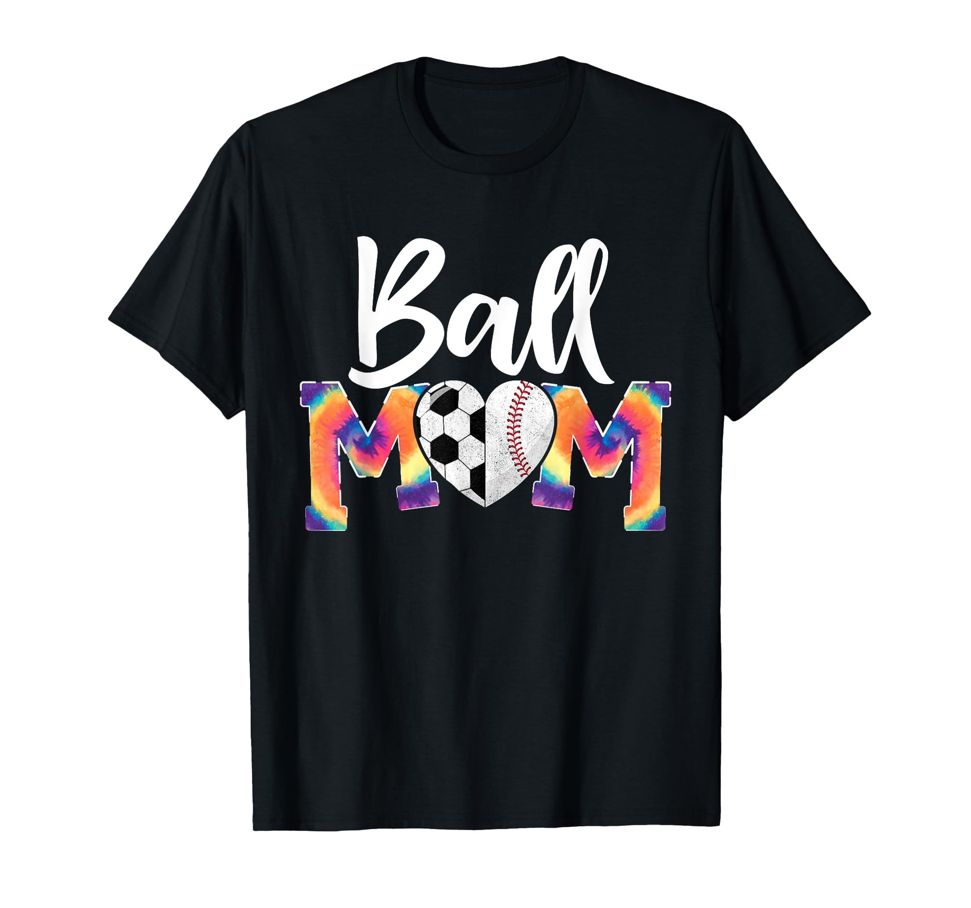 Ball Mom Heart Tie Dye Funny T-Shirt - Casual Everyday Wear for Adults - T-Shirt, Sweatshirt, Hoodie