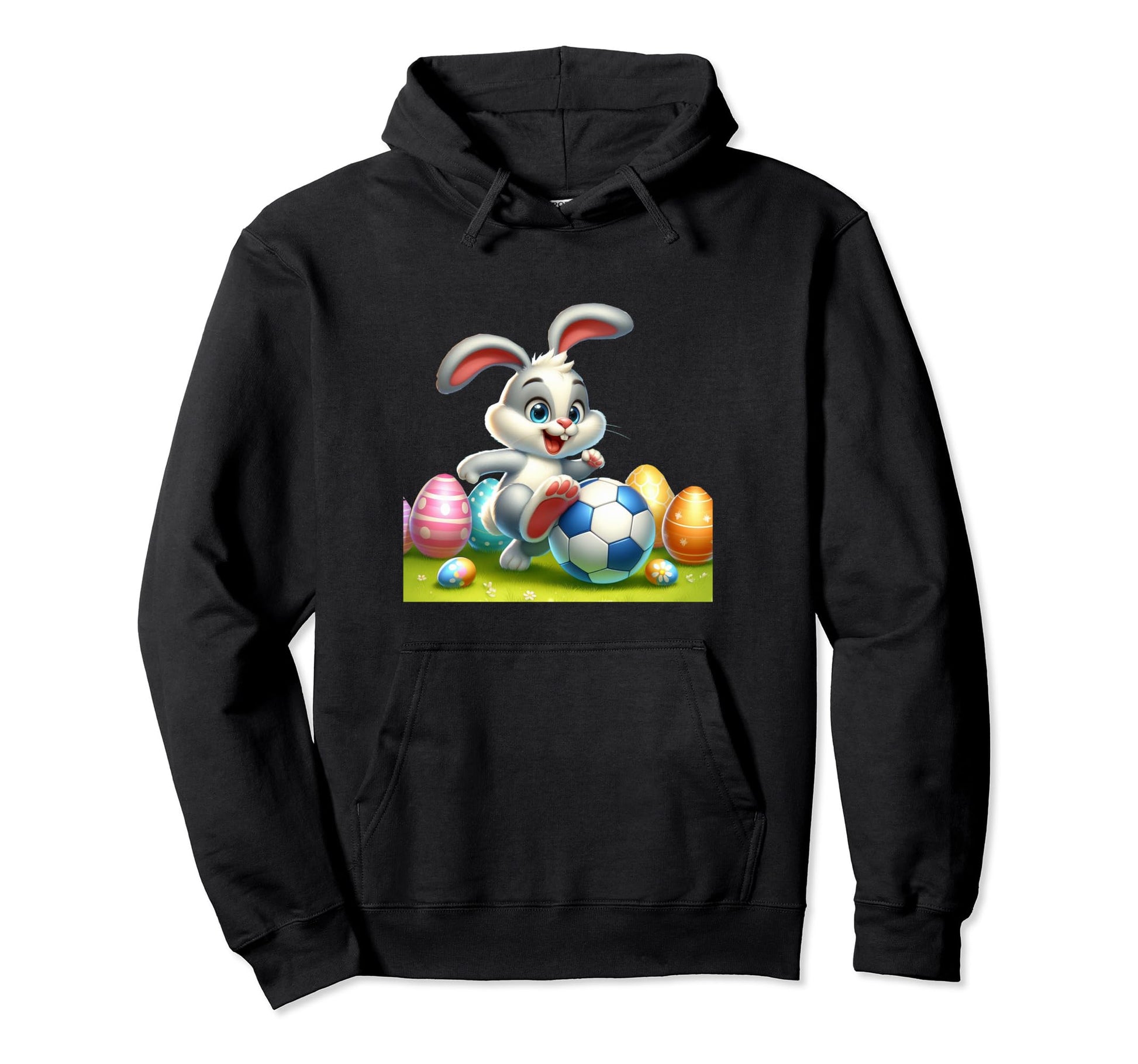Easter Bunny Soccer Rabbit Easter Eggs Hoodie - Trendy Graphic Men Women - T-Shirt, Sweatshirt, Hoodie