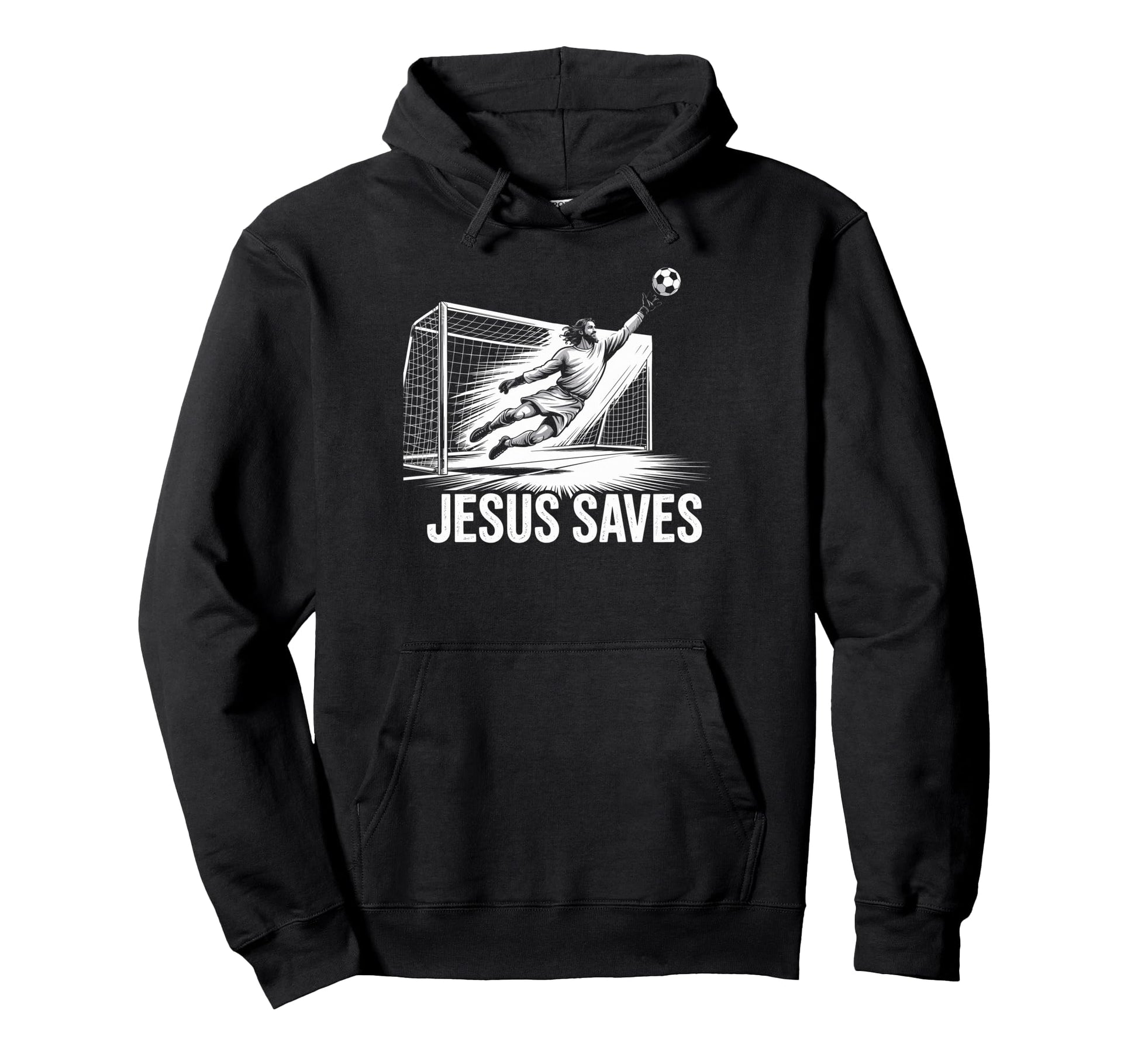 Soccer Goalie Goalkeeper Jesus Saves Hoodie - Minimalist Print Men Women - T-Shirt, Sweatshirt, Hoodie