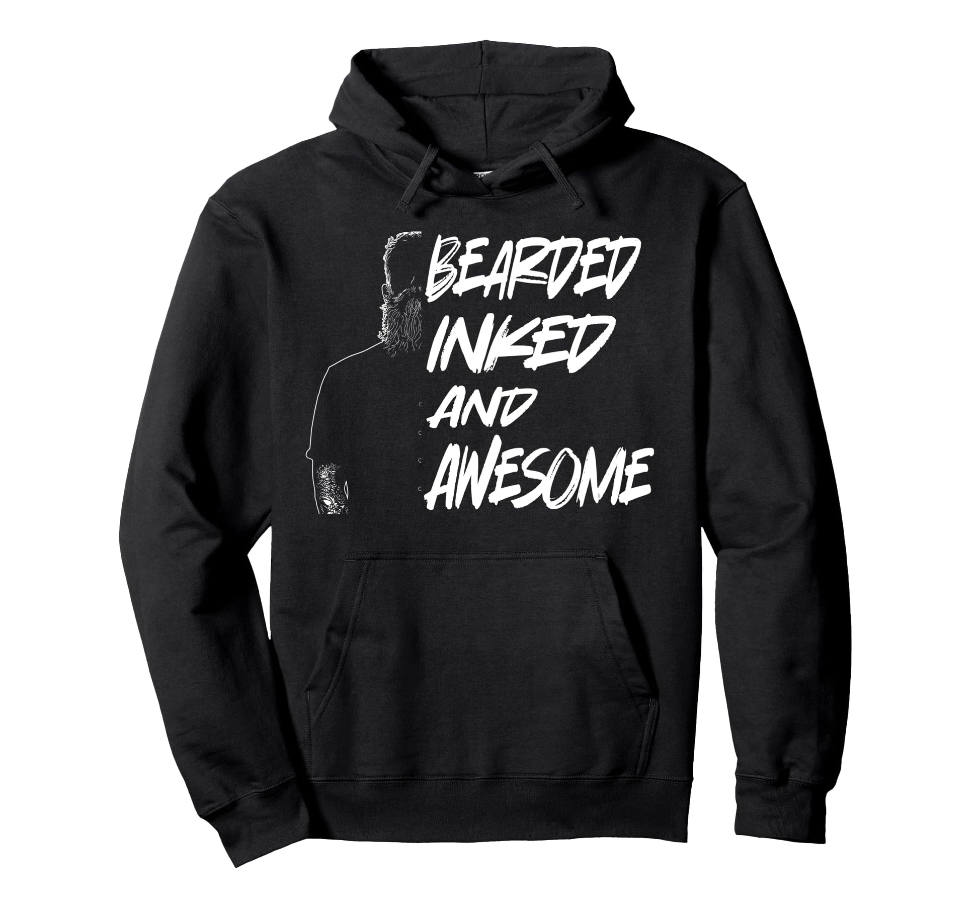 Bearded Inked And Awesome Tattooed Dad Hoodie - Graphic Print for Adults - T-Shirt, Sweatshirt, Hoodie