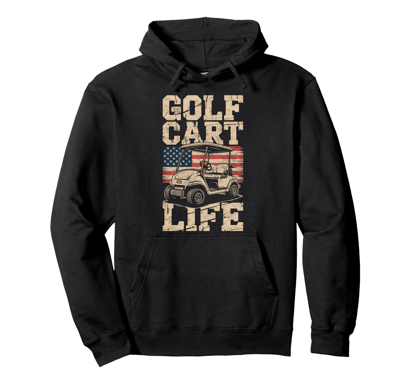 Golf Cart Life Us Flag Golfing Golfer Hoodie - Unique Graphic Men Women - T-Shirt, Sweatshirt, Hoodie