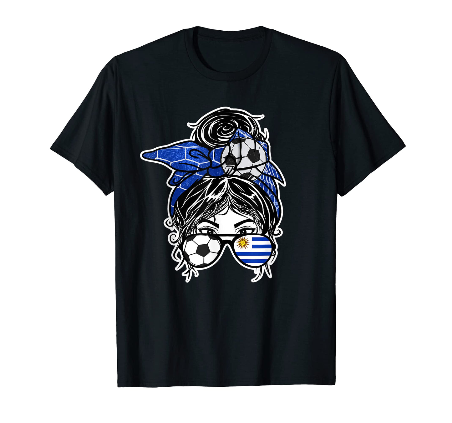 Messy Bun Hair Uruguayan Soccer T-Shirt - Casual Everyday Wear for Adults - T-Shirt, Sweatshirt, Hoodie