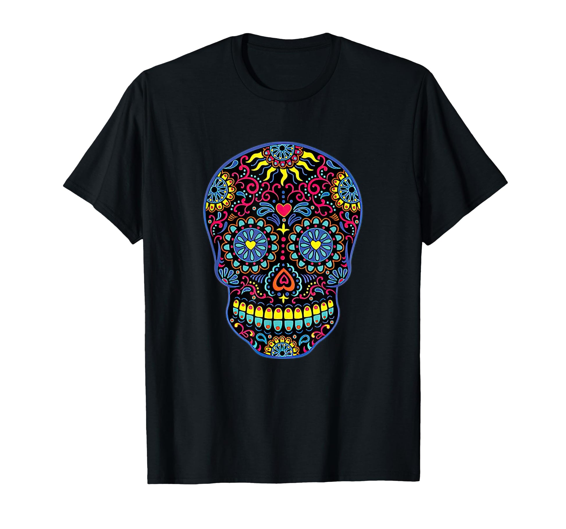 Black Sugar Skull Day Dead Dia De Los T-Shirt - Novelty Apparel for Adults - T-Shirt, Sweatshirt, Hoodie