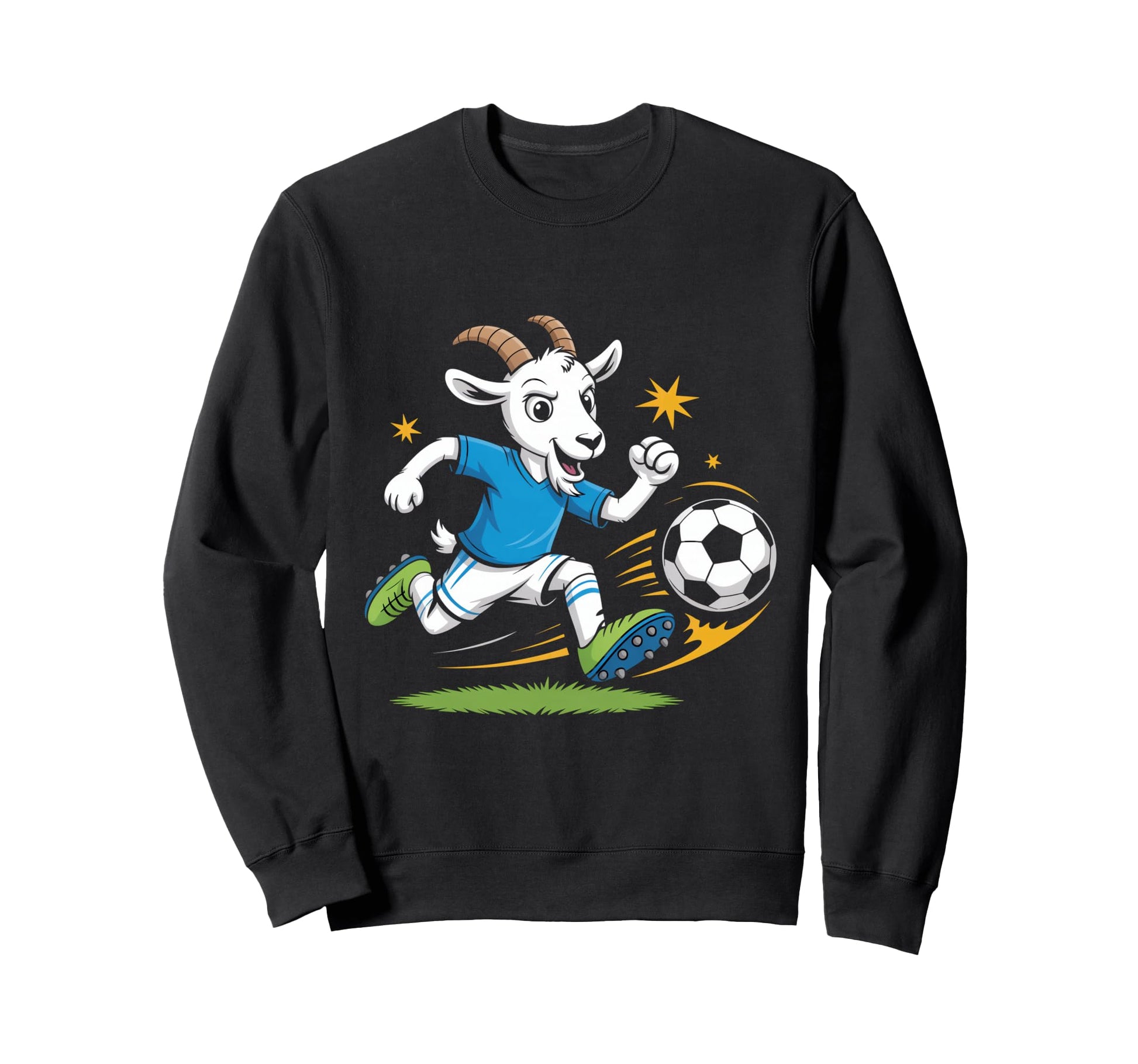 Football Goat Striker Cartoon Soccer Sweatshirt - Aesthetic Graphic Unisex - T-Shirt, Sweatshirt, Hoodie