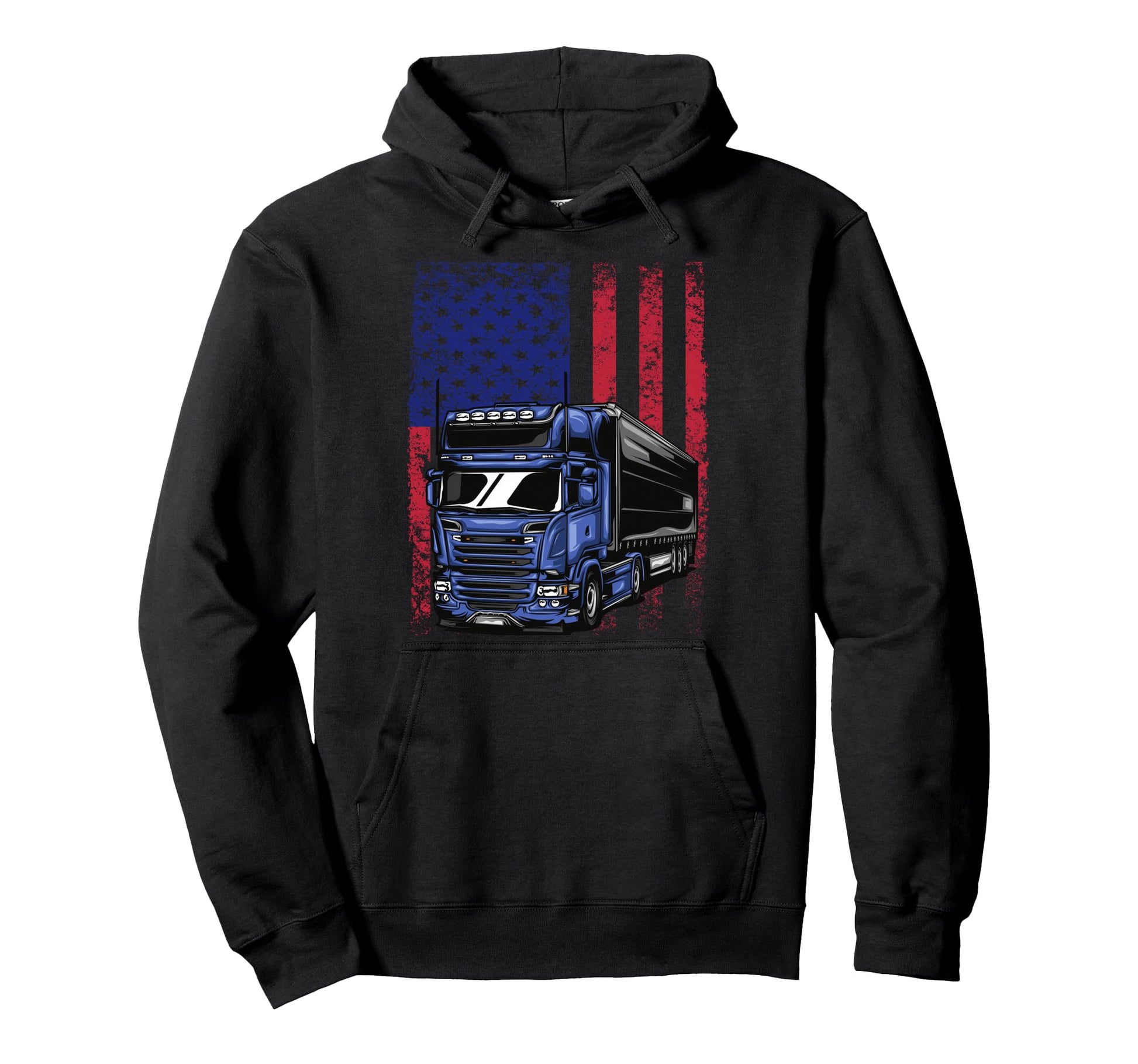 Trucker Papa Dad Truck Driver Art Usa Hoodie - Minimalist Print Men Women - T-Shirt, Sweatshirt, Hoodie