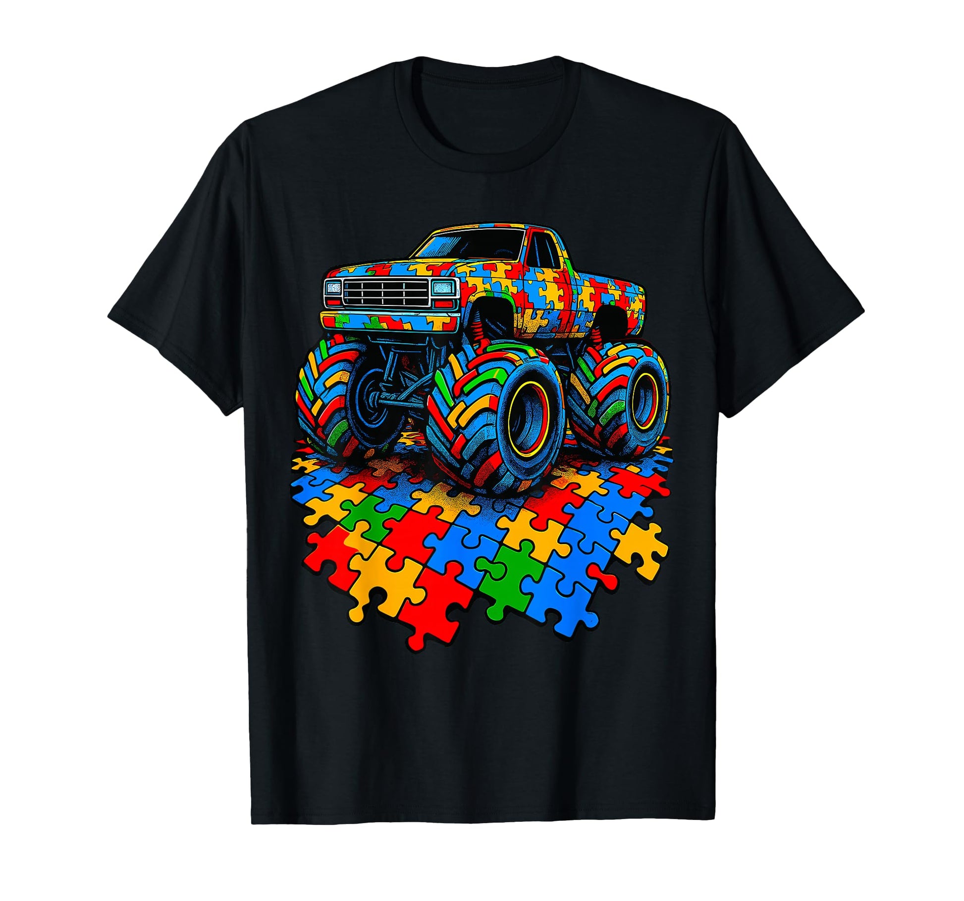 Autism Awareness Monster Truck Puzzle T-Shirt - Aesthetic Graphic Men Women - T-Shirt, Sweatshirt, Hoodie