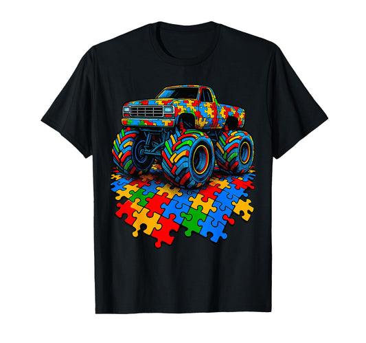 Autism Awareness Monster Truck Puzzle T-Shirt - Aesthetic Graphic Men Women - T-Shirt, Sweatshirt, Hoodie
