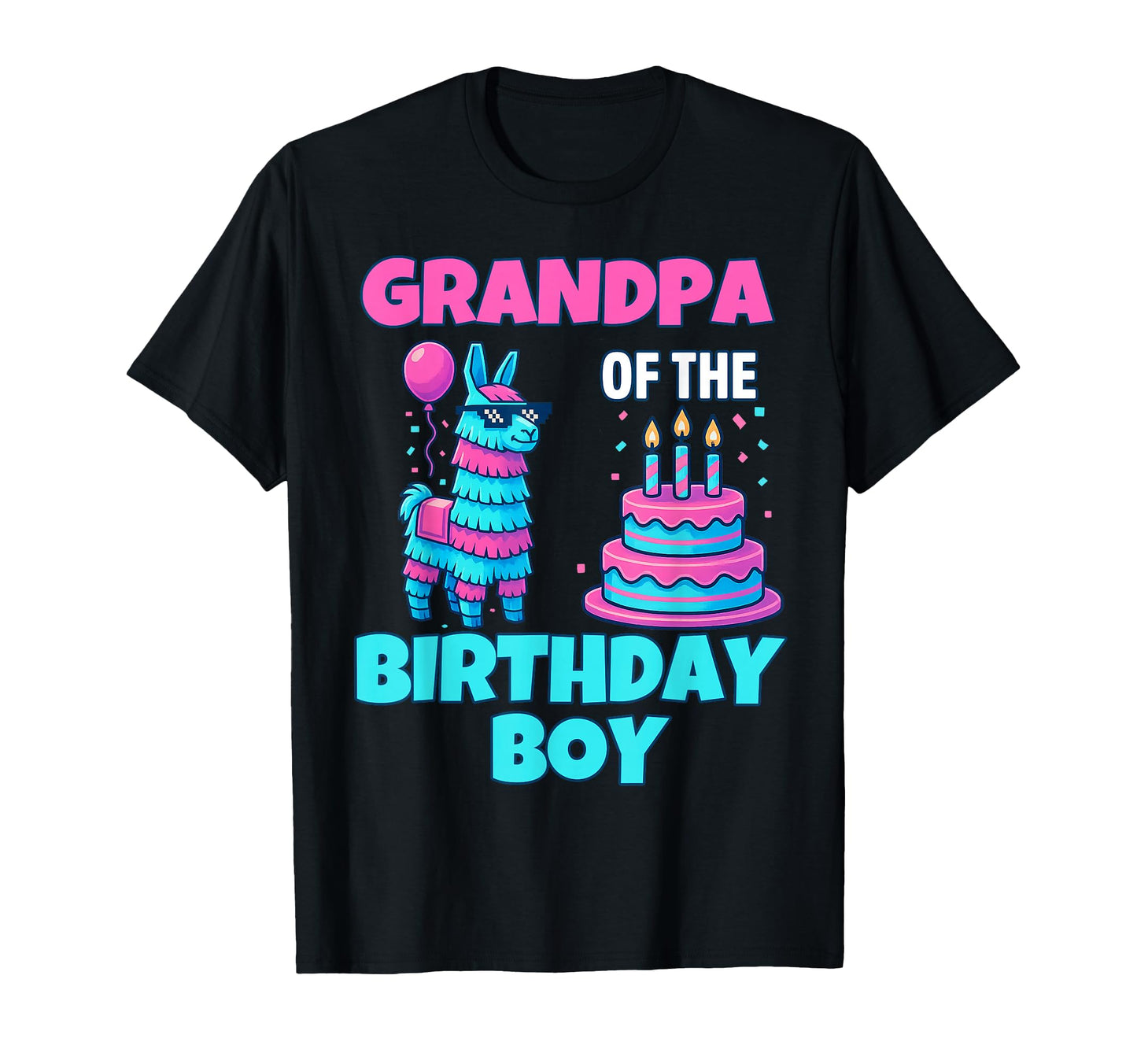 Grandpa Birthday Llama Pinata Party T-Shirt - Aesthetic Graphic Unisex - T-Shirt, Sweatshirt, Hoodie