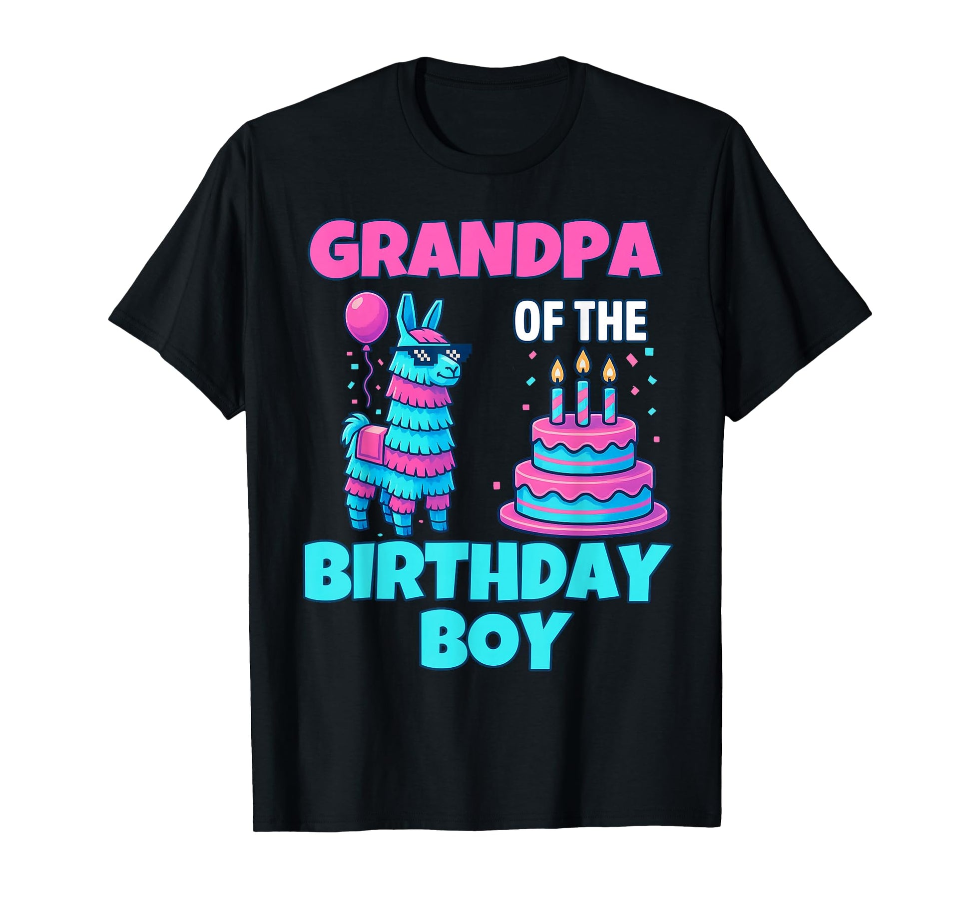 Grandpa Birthday Llama Pinata Party T-Shirt - Aesthetic Graphic Unisex - T-Shirt, Sweatshirt, Hoodie