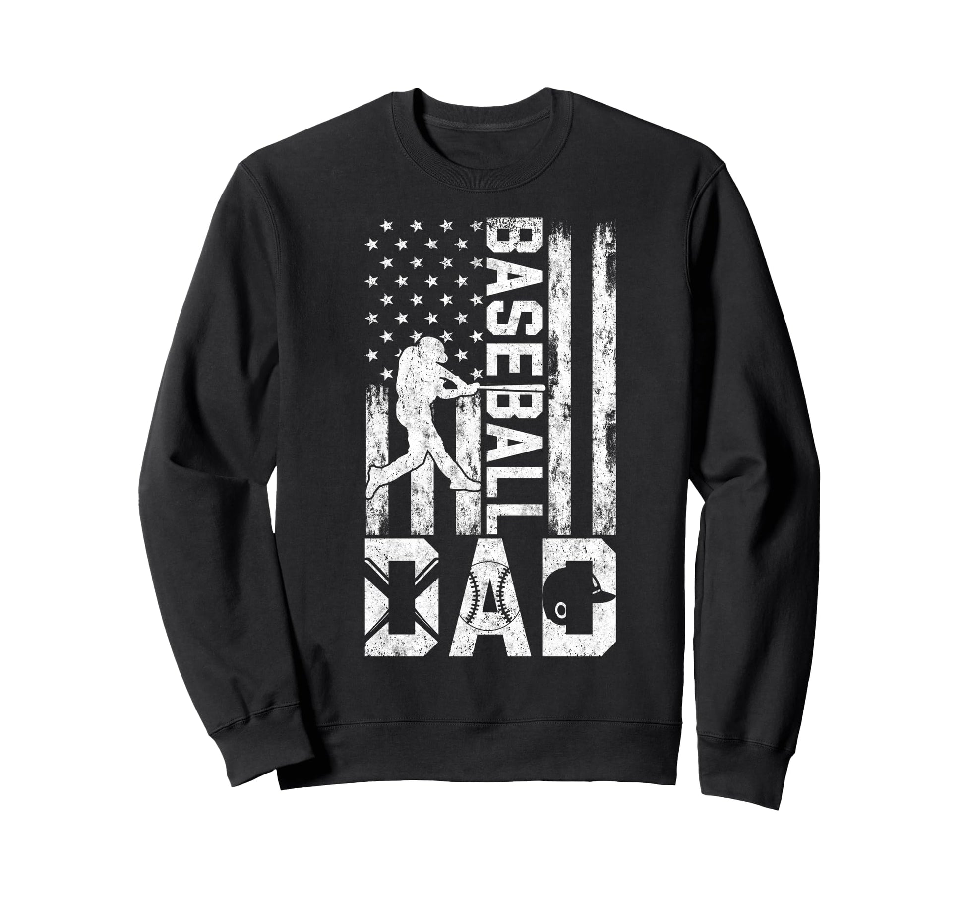 Baseball Us Flag Baseball Dad Player Sweatshirt - Graphic Print for Adults - T-Shirt, Sweatshirt, Hoodie
