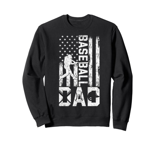 Baseball Us Flag Baseball Dad Player Sweatshirt - Graphic Print for Adults - T-Shirt, Sweatshirt, Hoodie