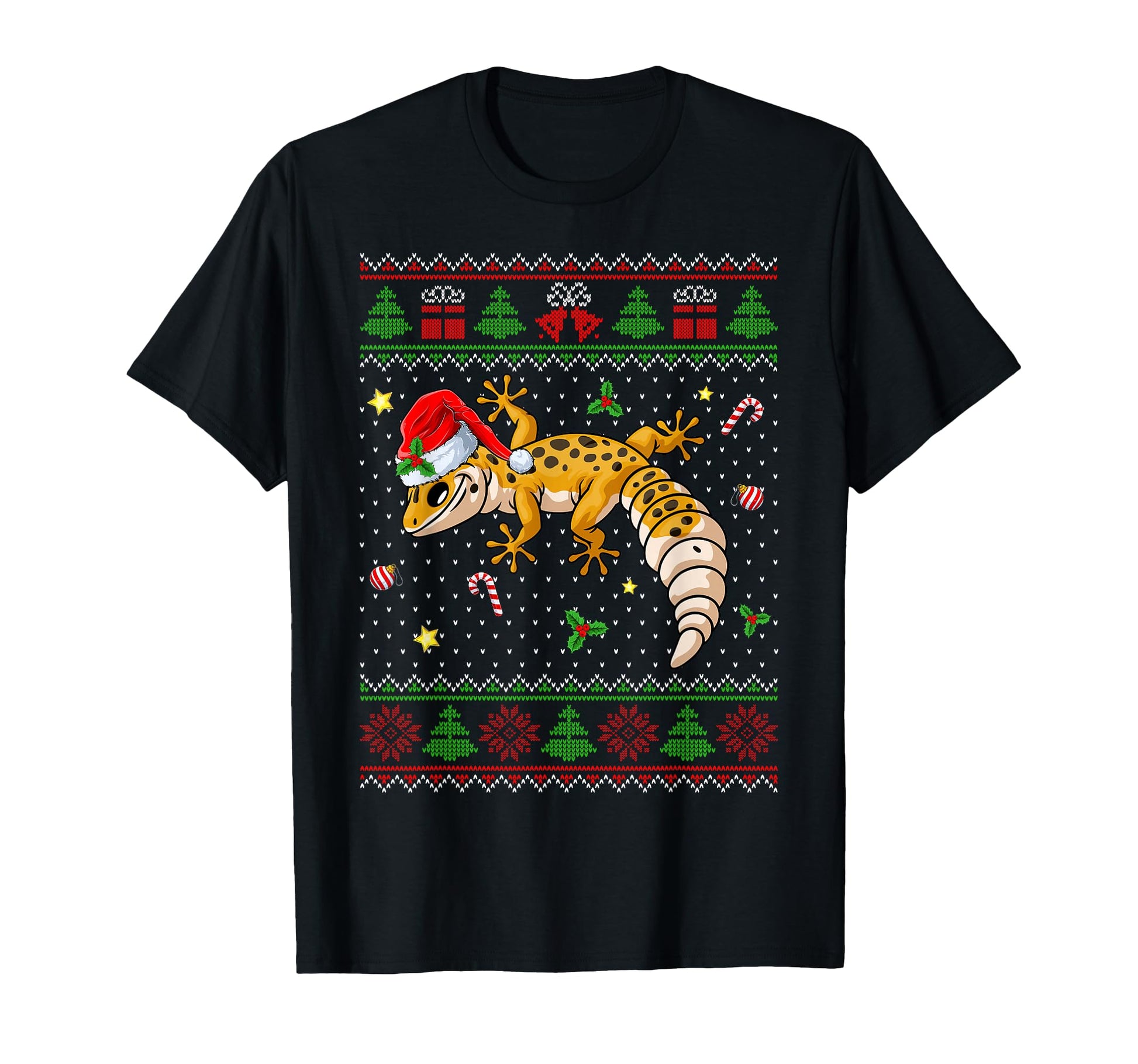 Leopard Gecko Santa Hat Ugly Pjs T-Shirt - Fun Novelty Design Men Women - T-Shirt, Sweatshirt, Hoodie