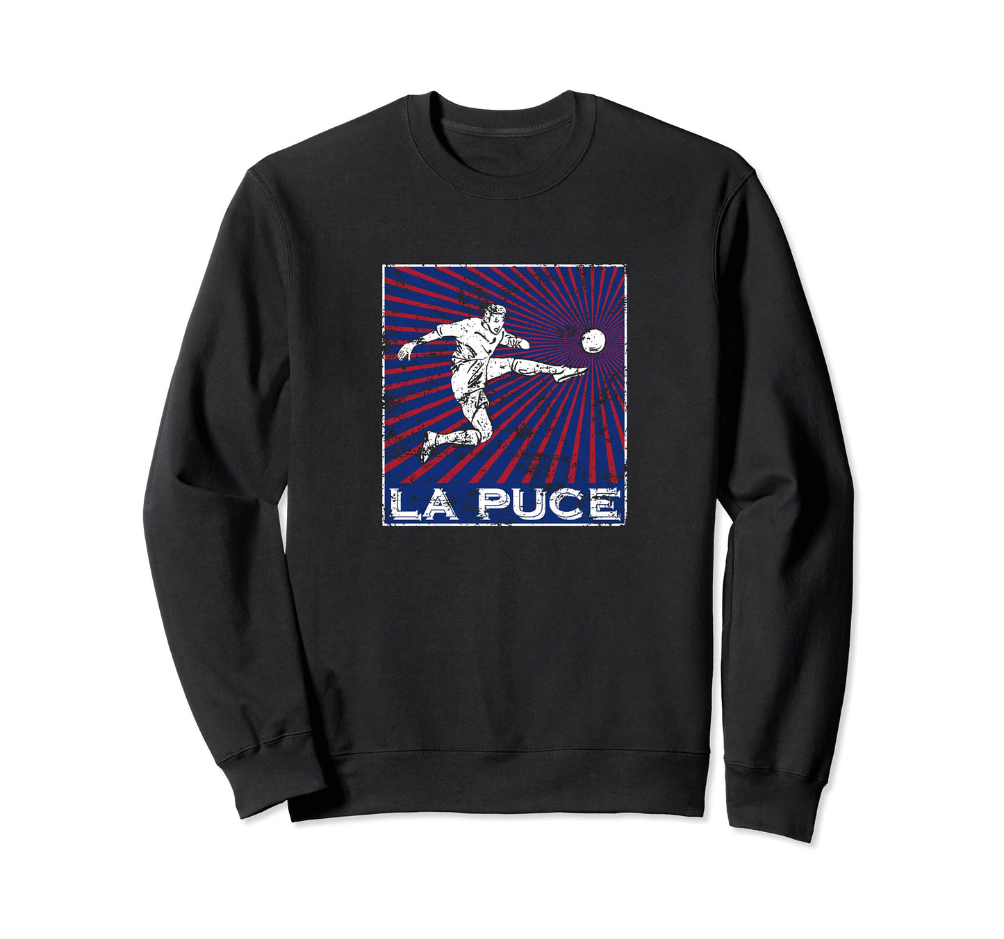 La Puce Flea White Blue Red Futbol Sweatshirt - Custom Art Print Unisex - T-Shirt, Sweatshirt, Hoodie