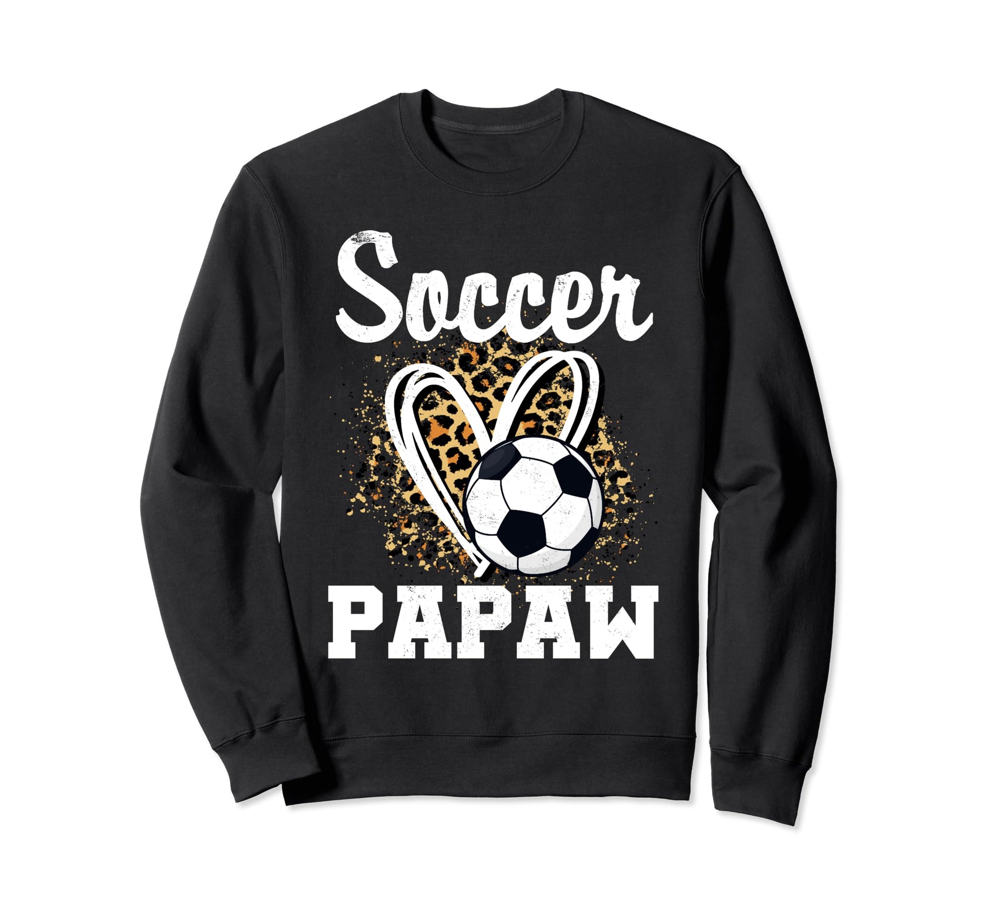 Soccer Papaw Leopard Heart Sweatshirt - Casual Everyday Wear Unisex - T-Shirt, Sweatshirt, Hoodie