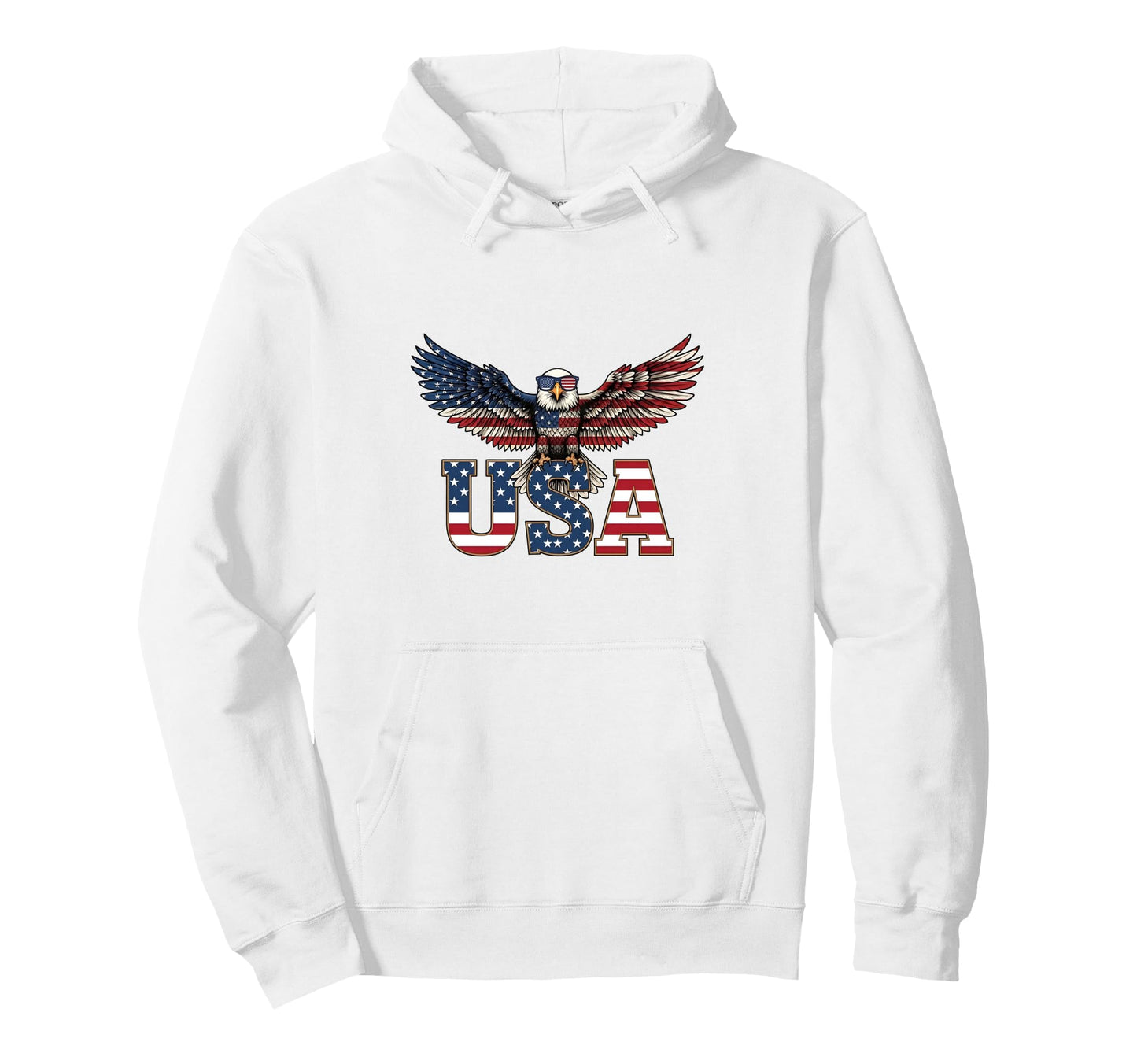 American Flag Bald Eagle Patriotic Hoodie - Minimalist Print for Adults - T-Shirt, Sweatshirt, Hoodie