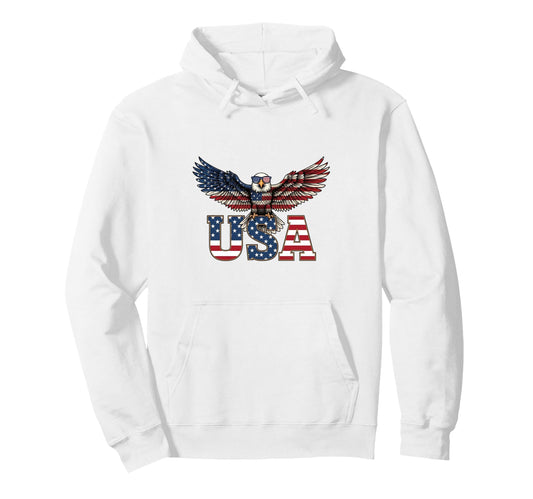 American Flag Bald Eagle Patriotic Hoodie - Minimalist Print for Adults - T-Shirt, Sweatshirt, Hoodie