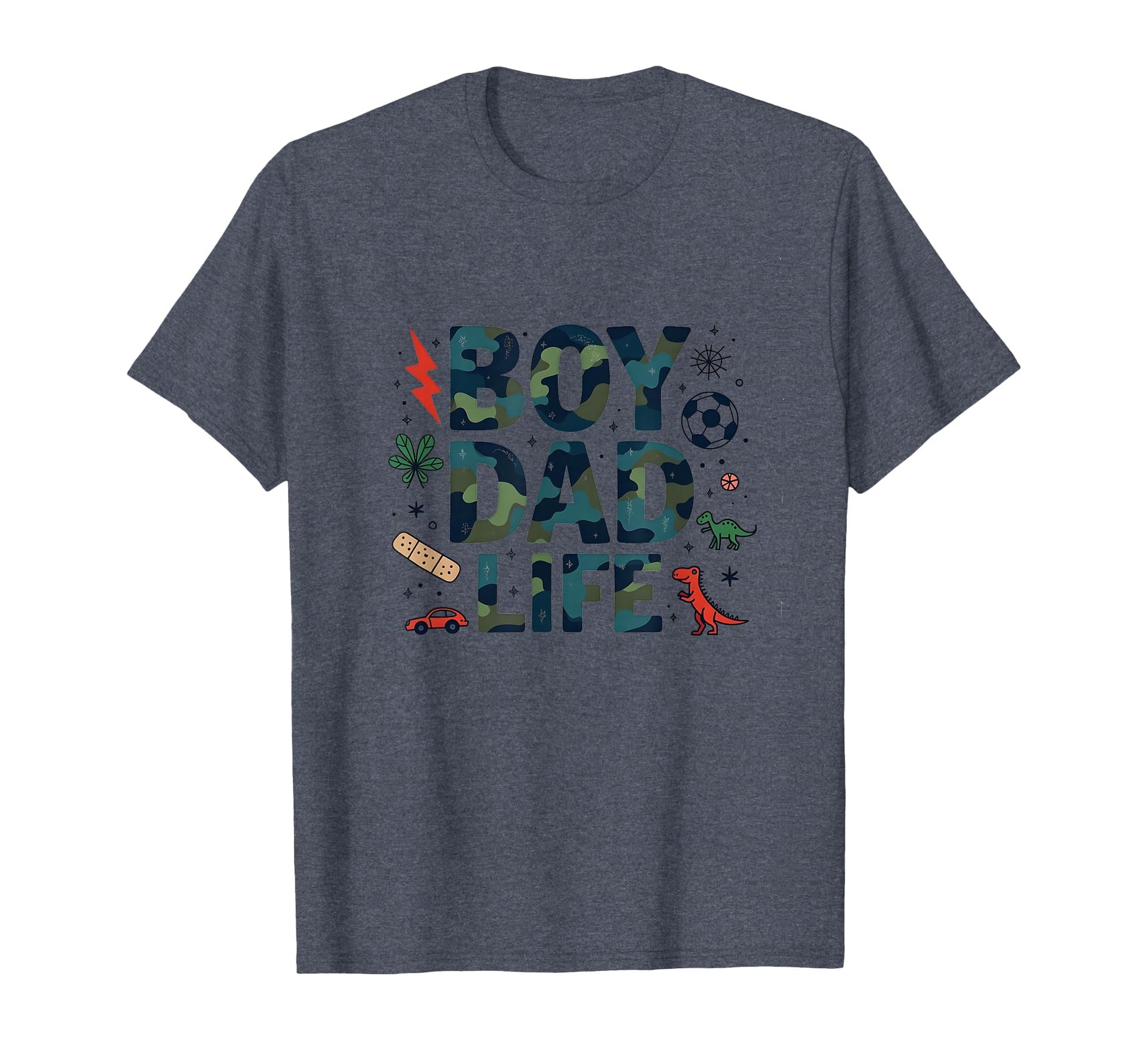 Dad Life Adventure Camo Dinosaur Soccer T-Shirt - Trendy Graphic Men Women - T-Shirt, Sweatshirt, Hoodie