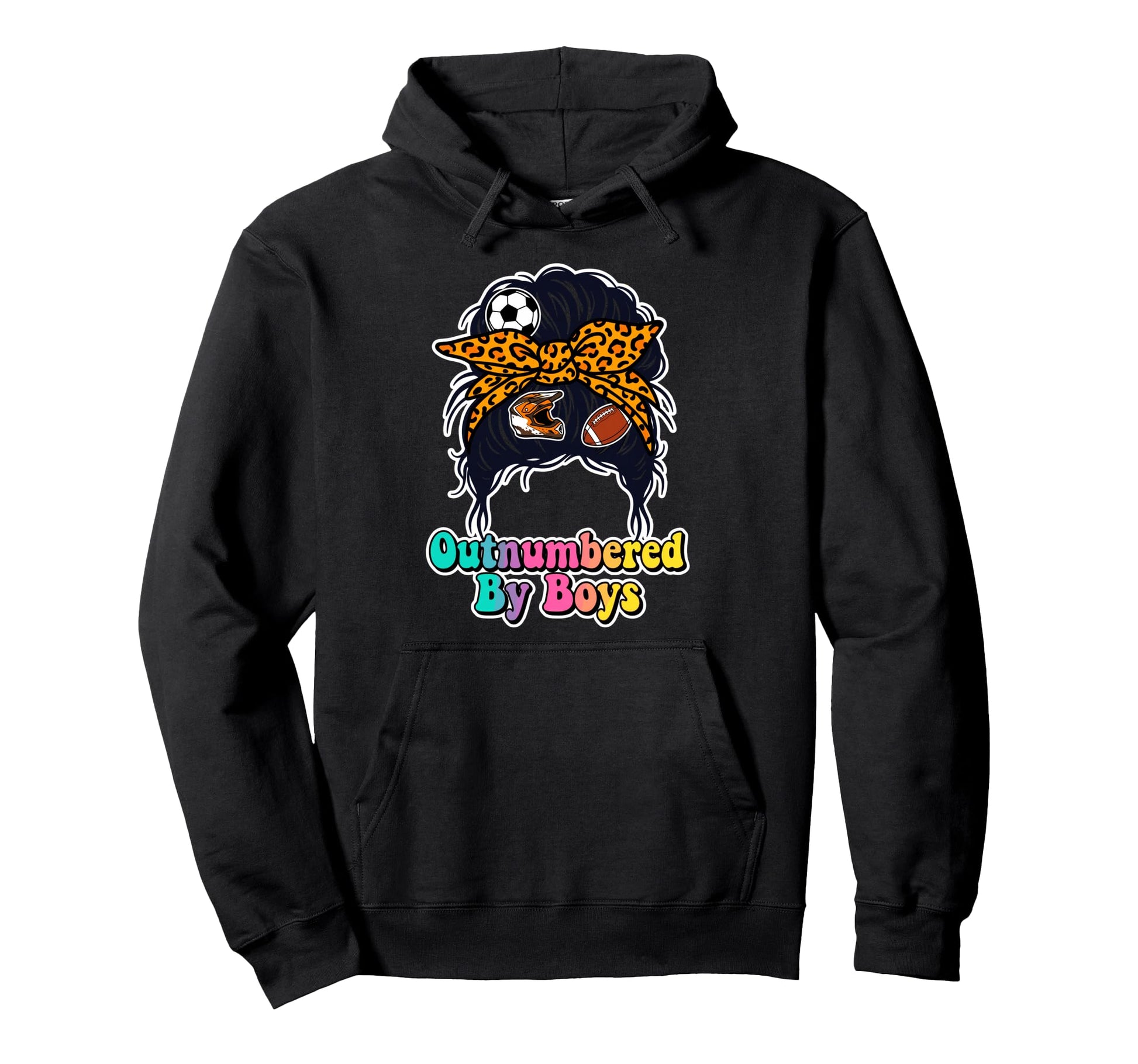 Outnumbered Soccer Mom Life Hair Hoodie - Fun Novelty Design for Adults - T-Shirt, Sweatshirt, Hoodie