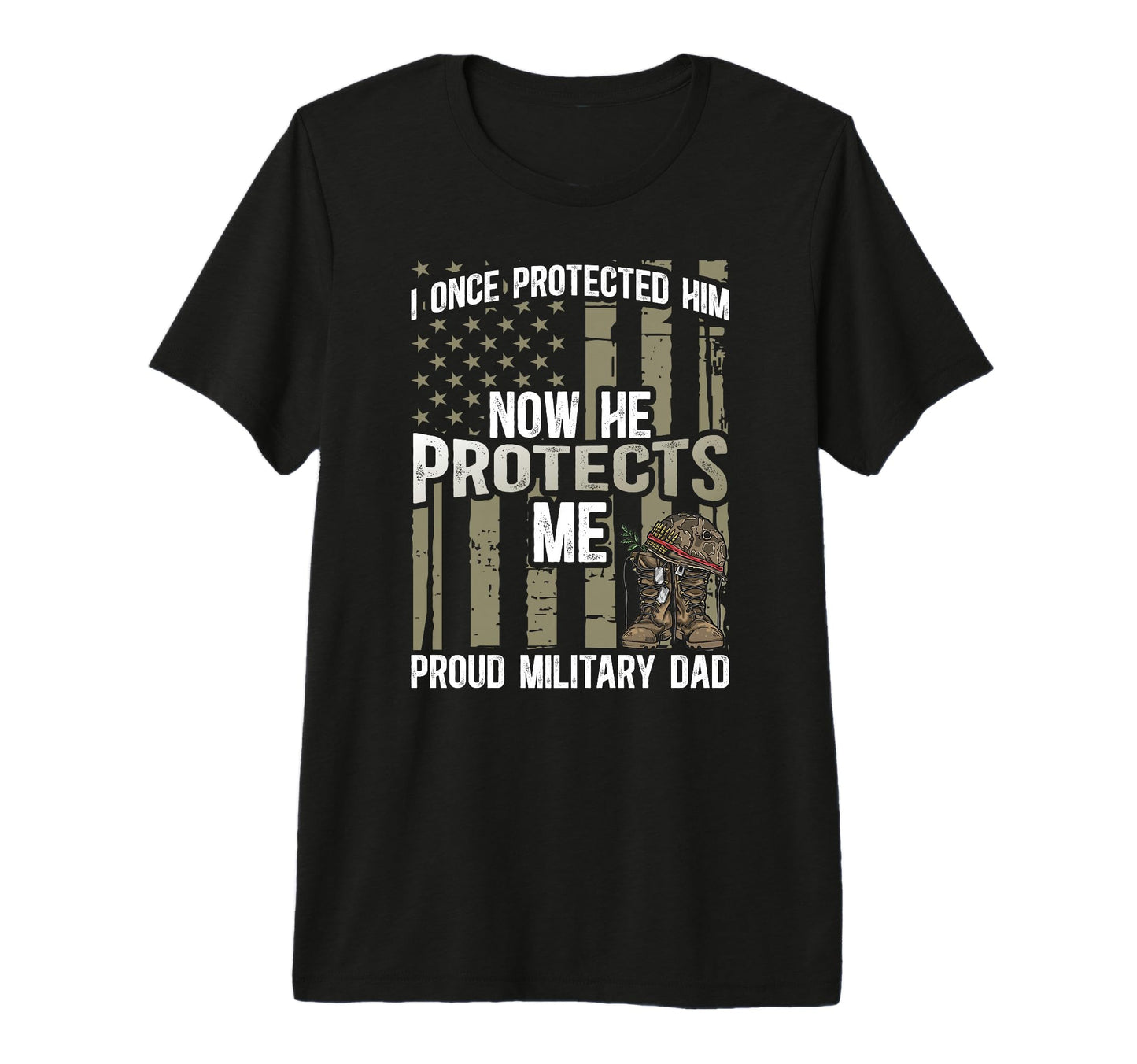 Mens Proud Military Dad American T-Shirt - Custom Art Print for Adults - T-Shirt, Sweatshirt, Hoodie